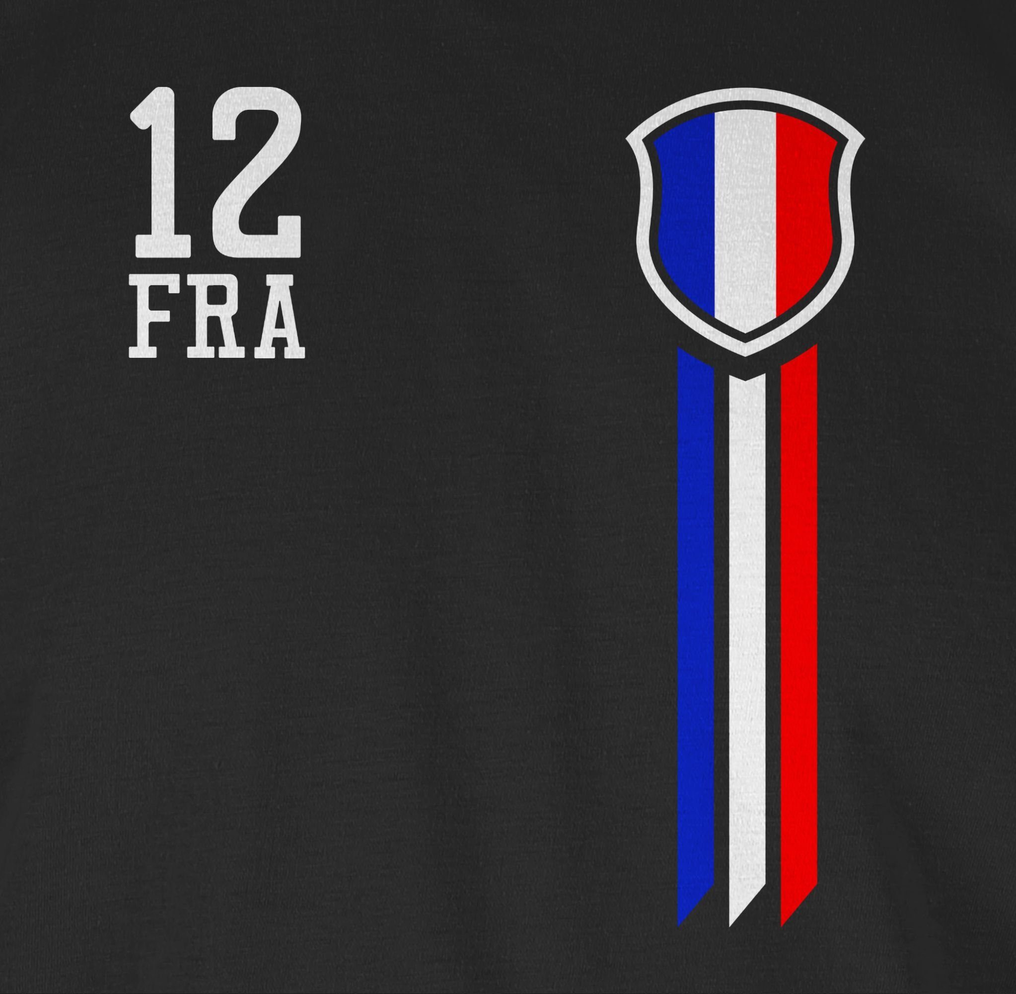 Mann T-Shirt Fanshirt EM 3 Frankreich 2024 Fussball Shirtracer Schwarz 12.