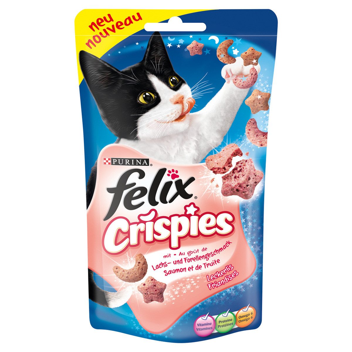 Felix Crispies mit Lachs & Forelle 45 g - 8 Stück, für: Katze