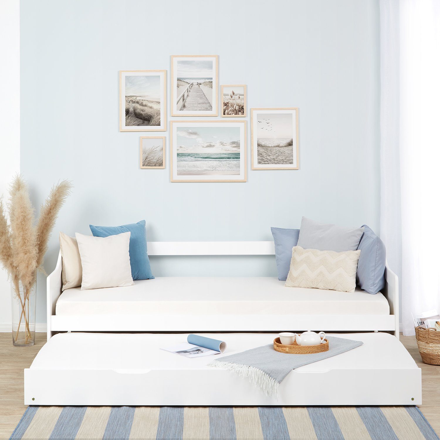 Homestyle4u Ausziehbett 90 x 200 cm Weiß 1420 günstig online kaufen