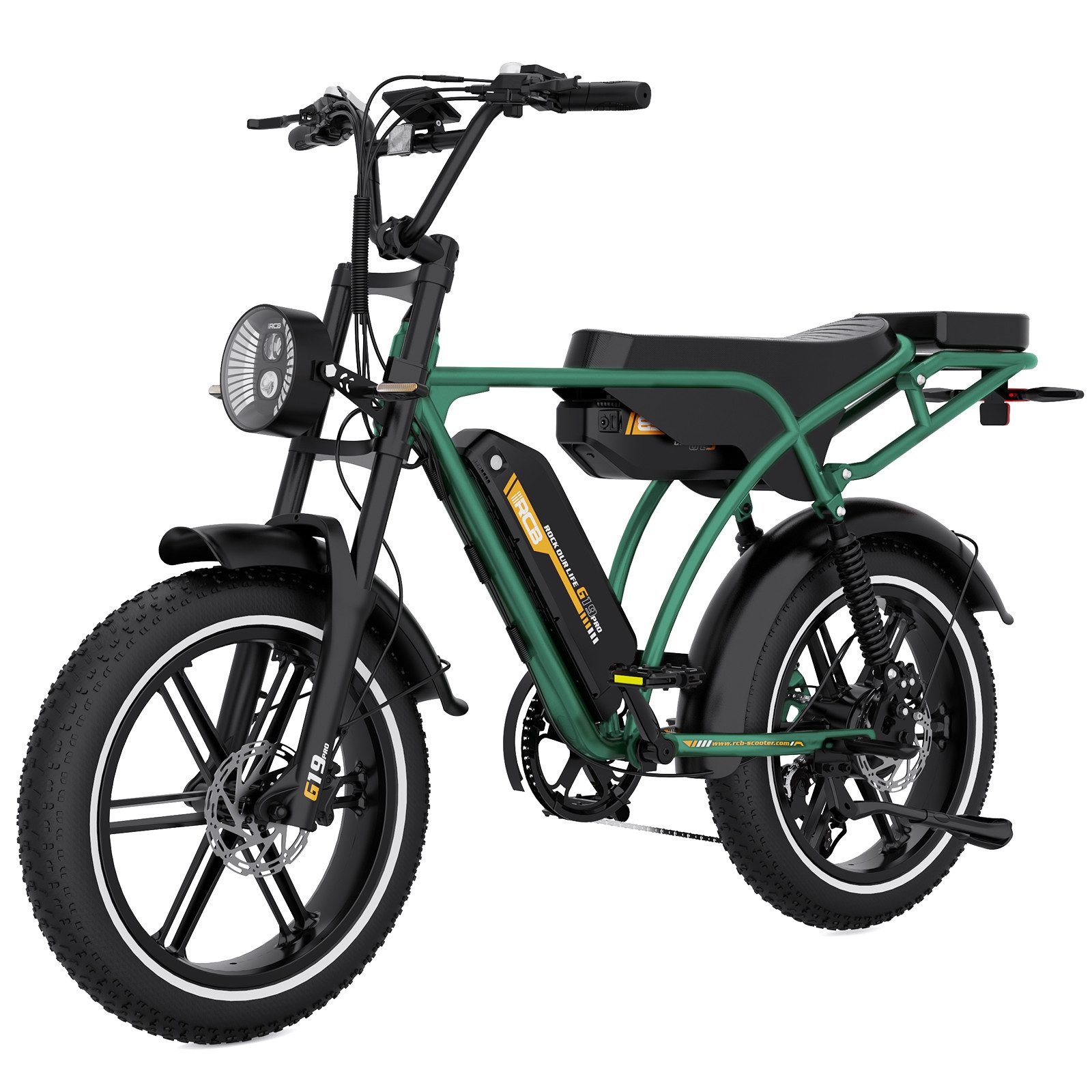 RCB E-Bike Pedelec G19 PRO mit Dual-Akku, NFC&APP, 20x4,0 Zoll, 48V 31,2Ah, 90-120 KM, 7 Gang, Kettenschaltung, 250W Heckmotor, 1497.6 Wh