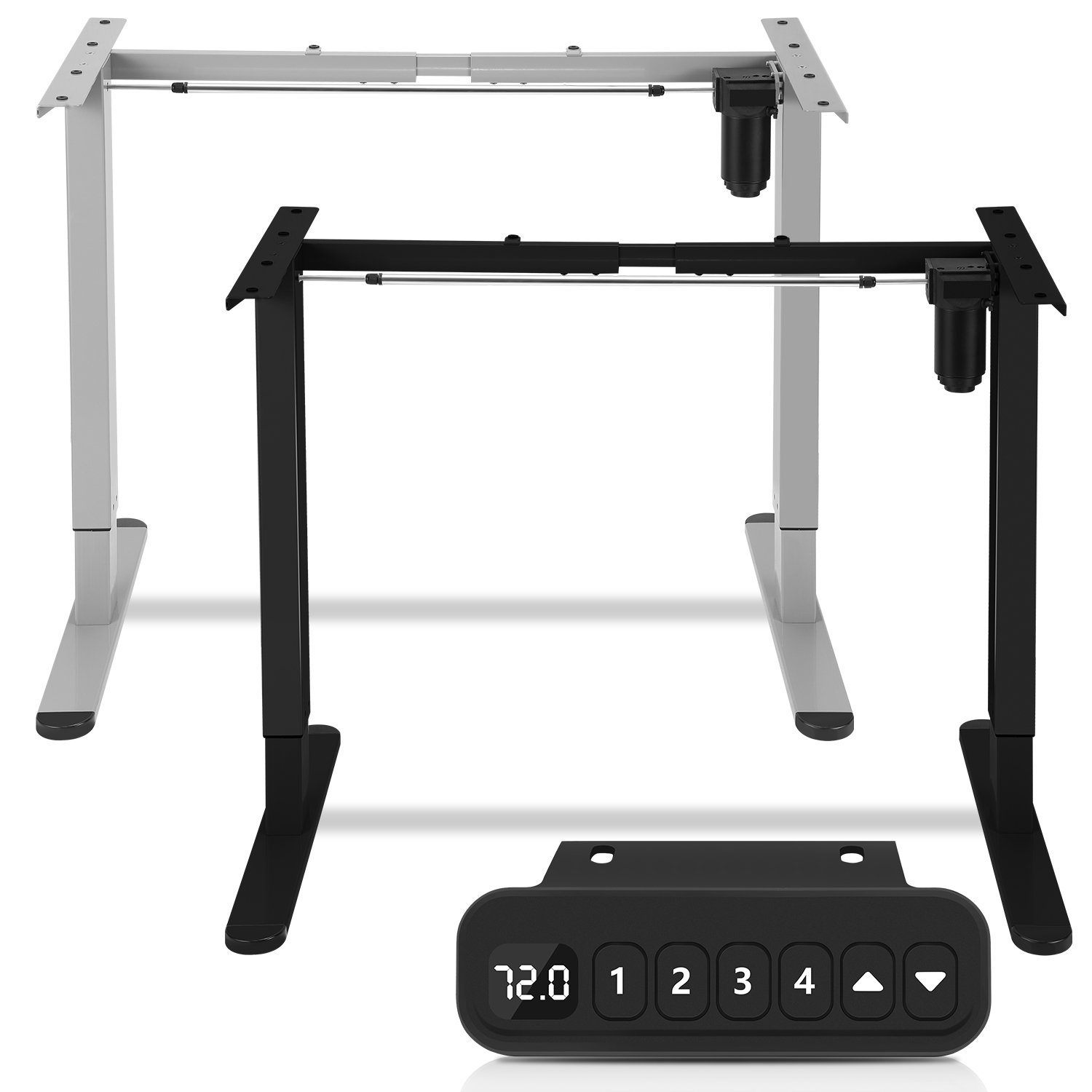 Gimisgu Schreibtisch Höhenverstellbarer Schreibtisch Kollisionschutz bis Stahl 1 (1-St., belastbar 80kg Tisch), Schwarz