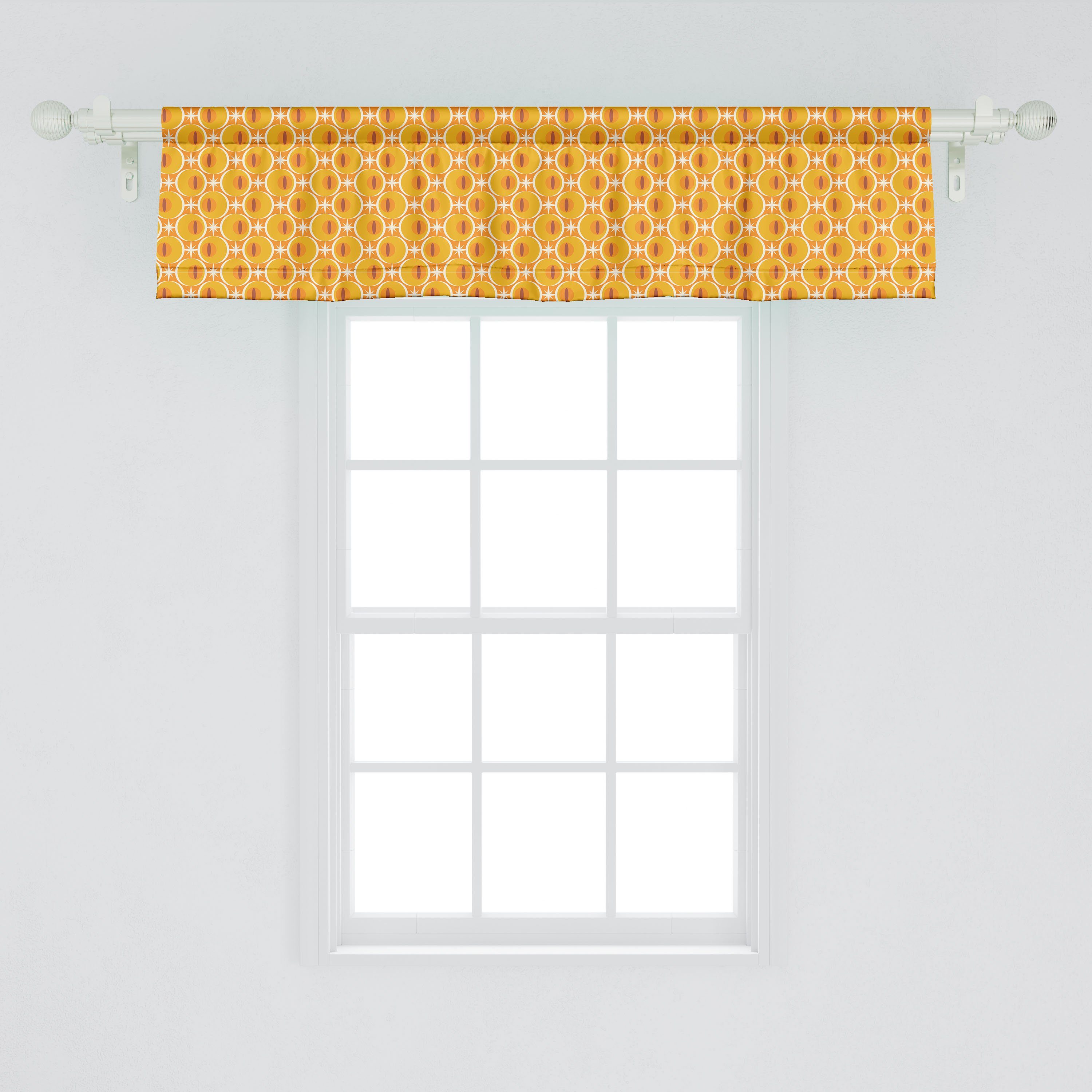 Scheibengardine Vorhang Volant für Microfaser, Stangentasche, Küche Abakuhaus, Dekor mit Tangerine-Runde Schlafzimmer Retro