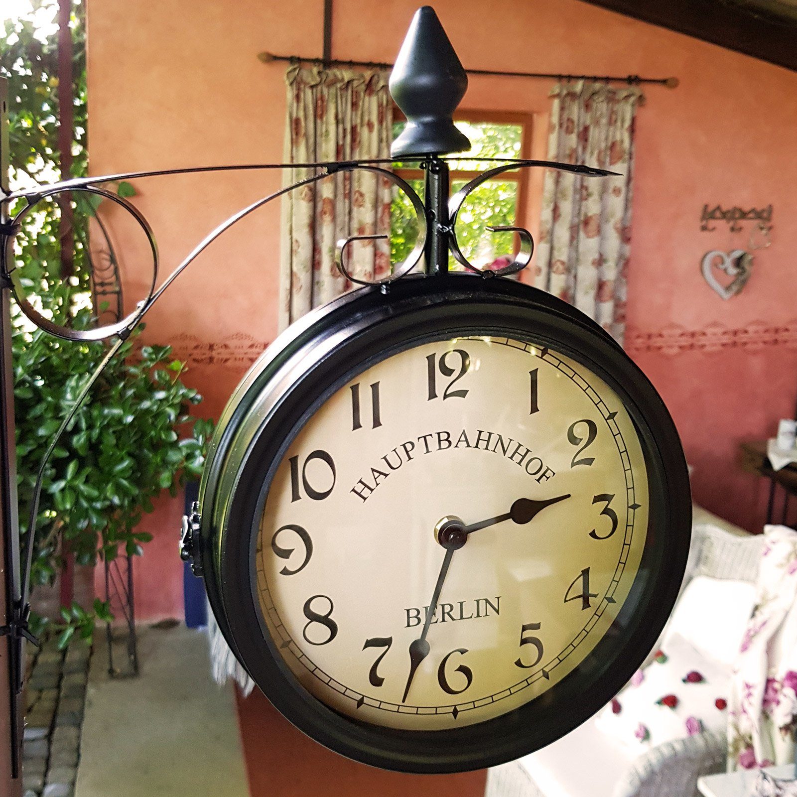 Deuba Wanduhr (Vintage Quarzuhrwerke Mit Beidseitigem Ziffernblatt Doppelse günstig online kaufen