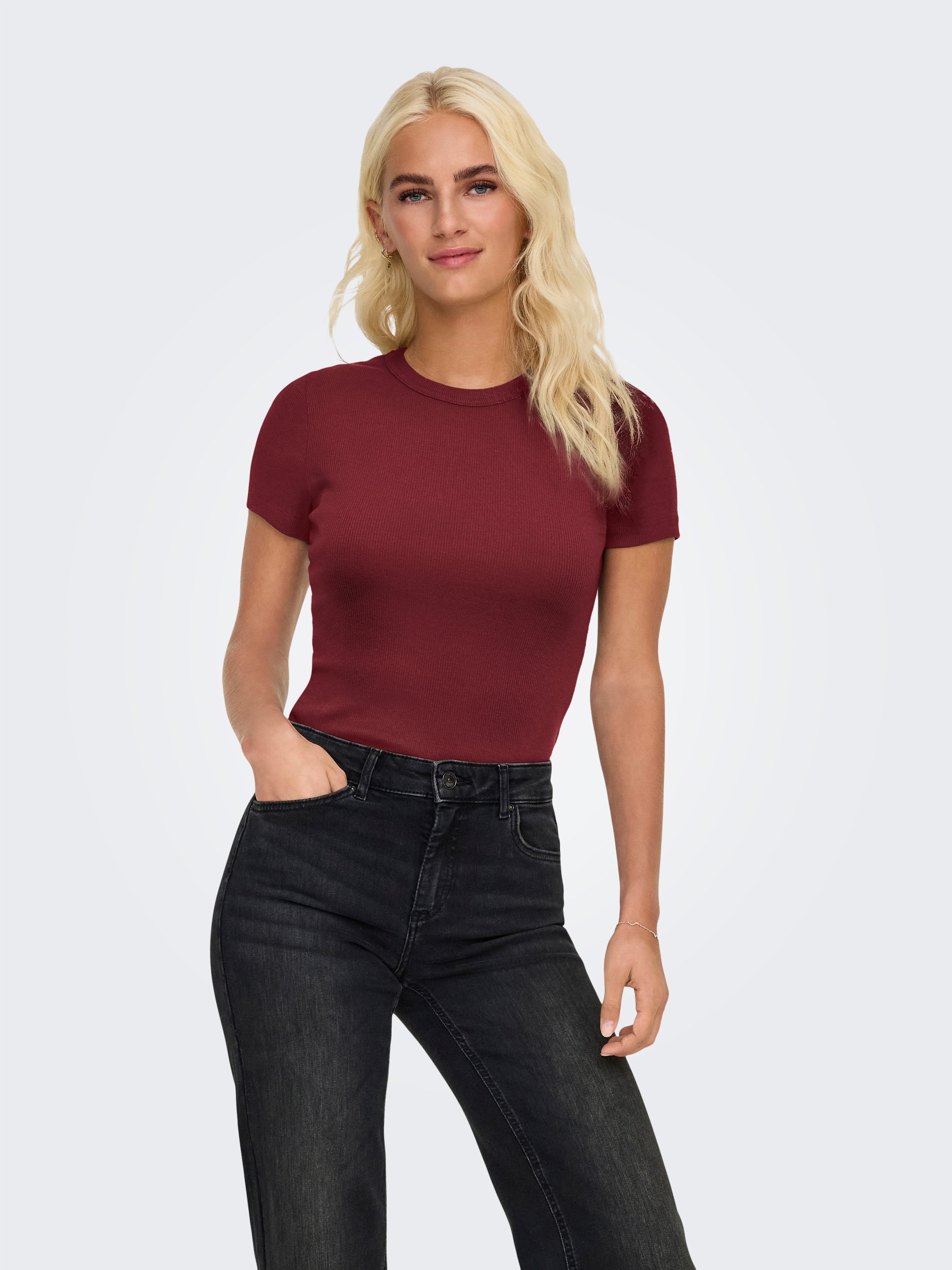 ONLY Kurzarmshirt ONLVAL – Basic-Shirt mit günstig online kaufen