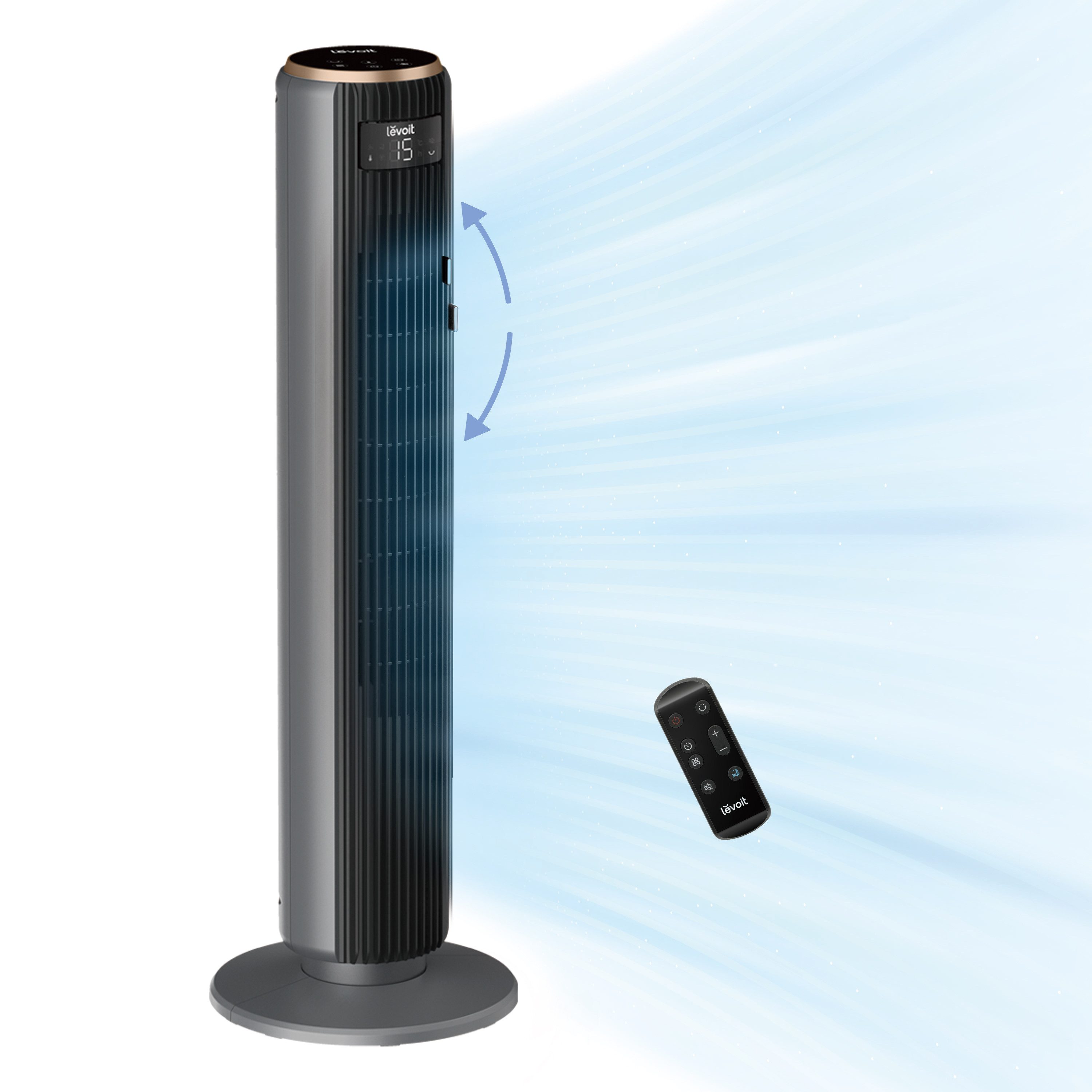 Levoit Turmventilator LTF-F362-AEUR Standventilator, Fernbedienung, Oszillation, 4 Modi, 15 Geschwindigkeiten, 60° vertikal neigbar, 90° horizontal