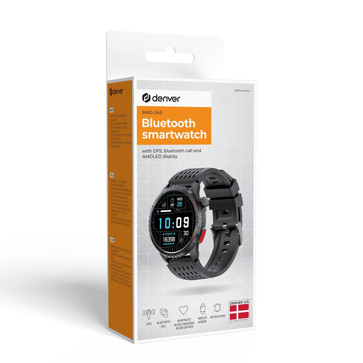 Denver SWG-345B Smartwatch (3,63 cm/1,43 Zoll, Proprietär)