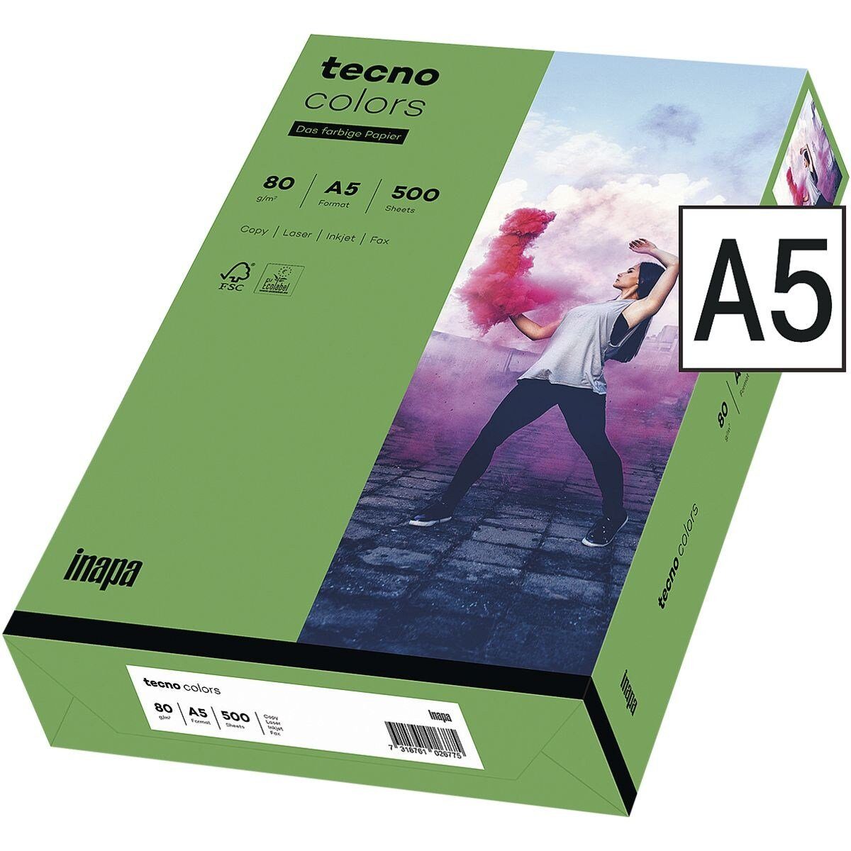 tecno Drucker- DIN Rainbow, A5, intensivgrün und Intensivfarben, Format g/m² Inapa Kopierpapier 80