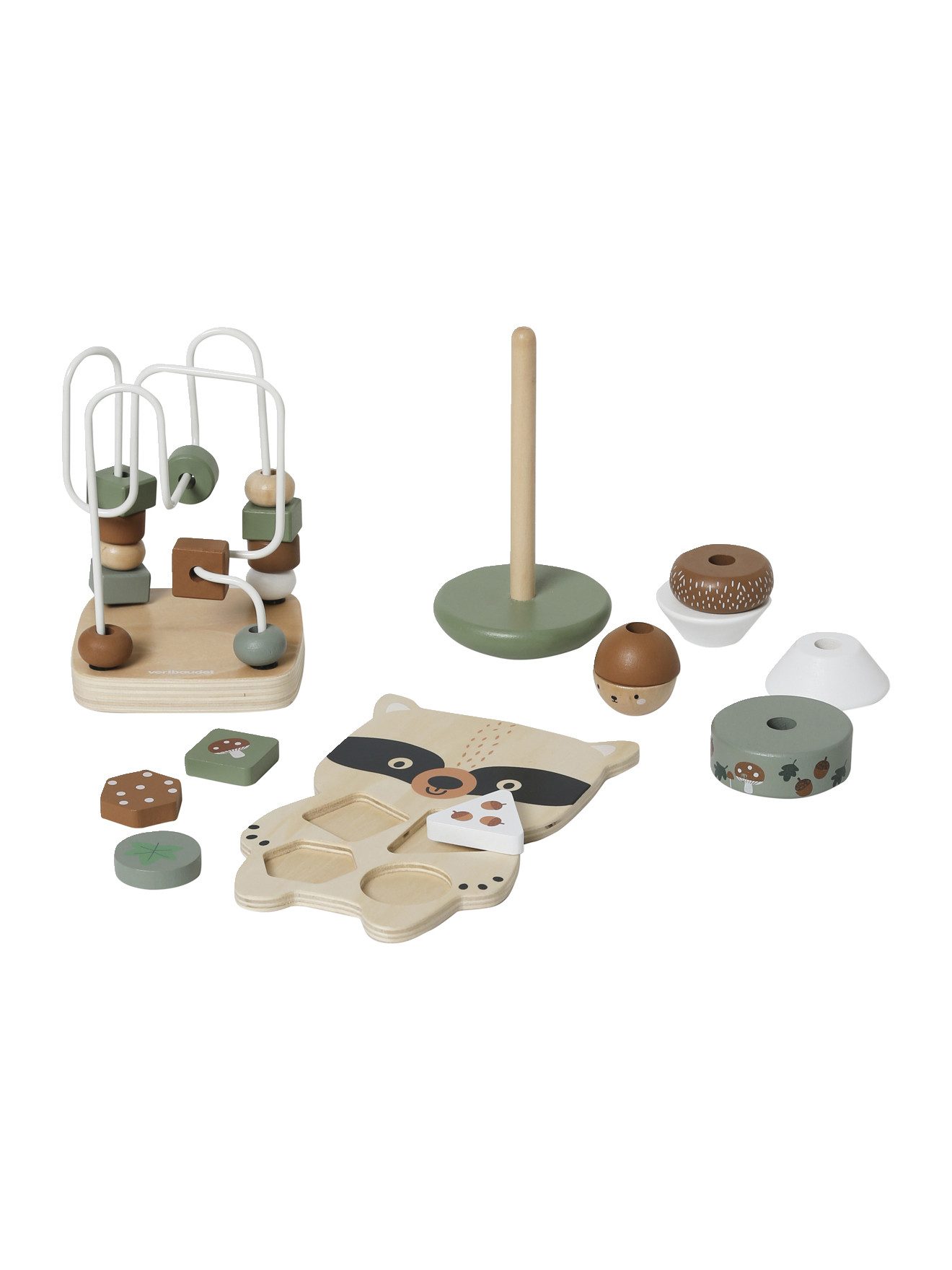 vertbaudet Lernspielzeug Baby Lernspielzeug-Set GRÜNER WALD Holz FSC® günstig online kaufen