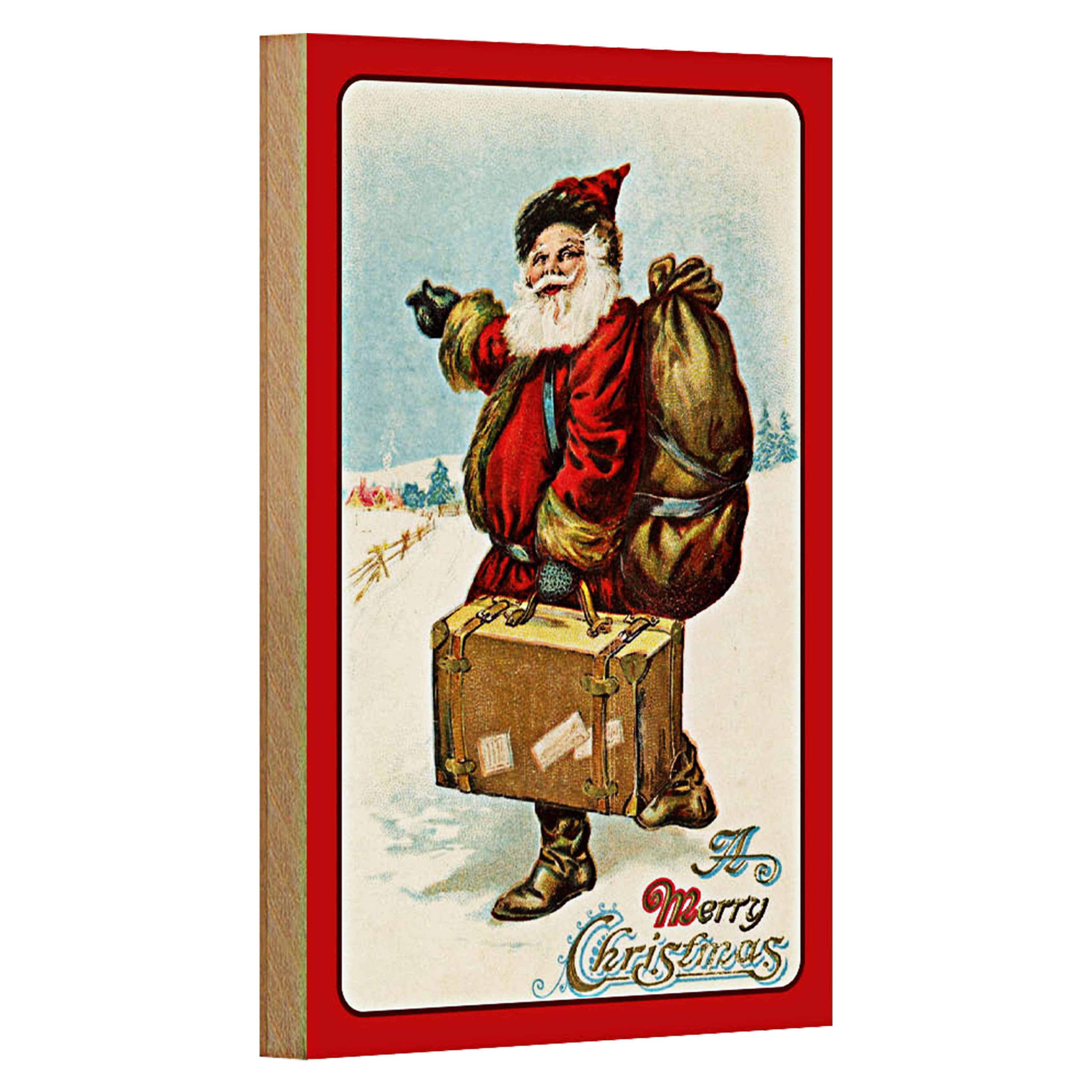 Roomando Holzbild Weihnachten merry Christmas Schnee 12x18cm