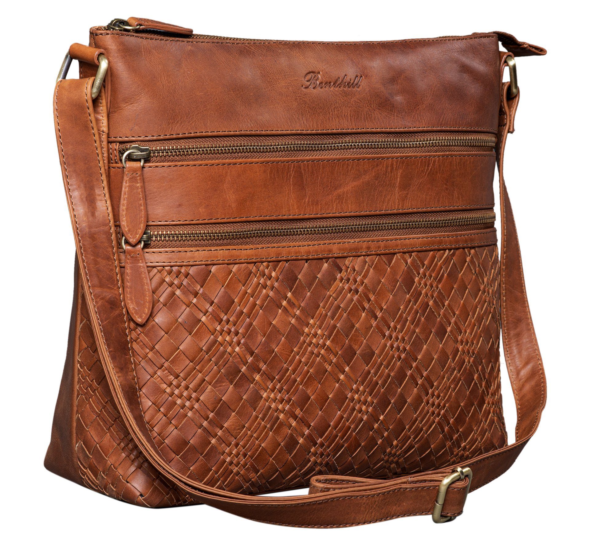 Umhängetasche Damen Echt Leder Schultertasche Frauen Handtasche Vintage Shopper Bag