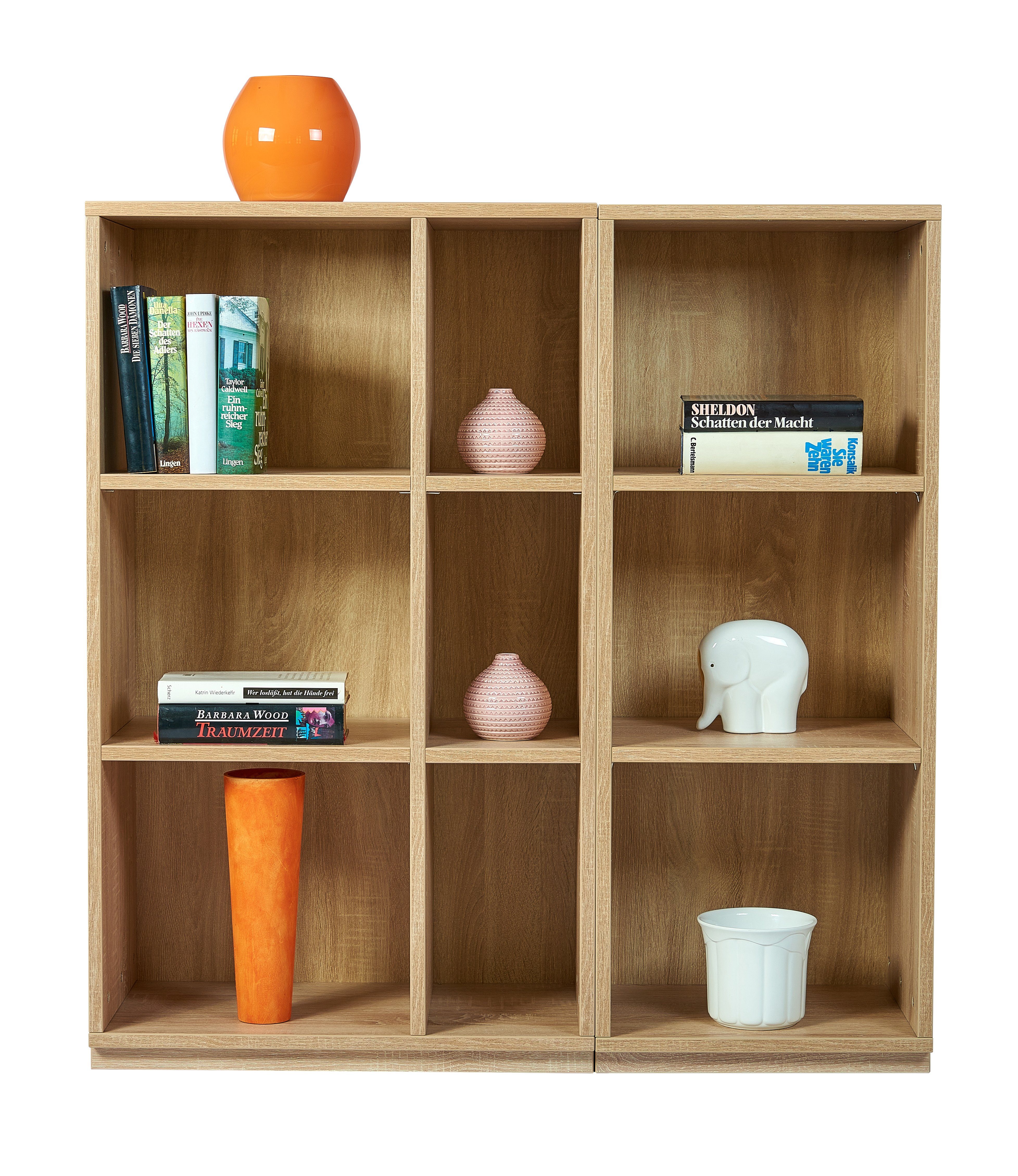 kundler home Bücherregal Regal frei kombinierbar, Breite 100 cm Höhe 100 cm, Eiche Premiumdekor