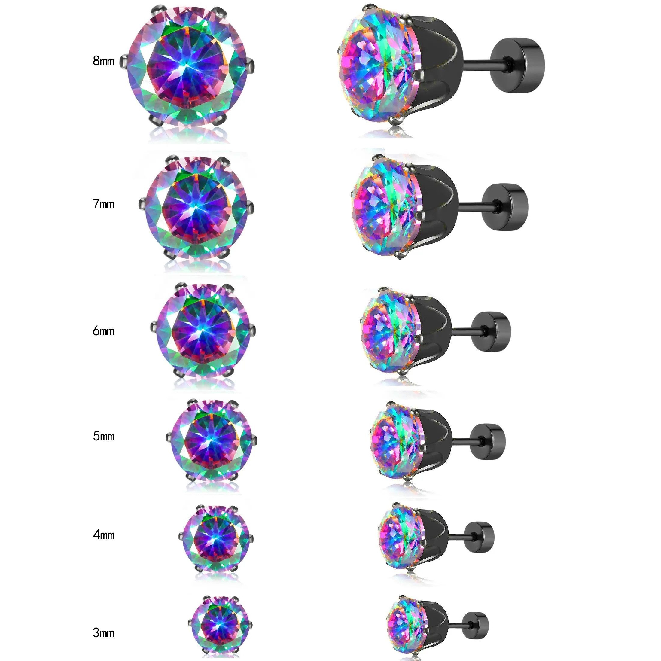 Eyecatcher Paar Ohrstecker Elegante Ohrstecker in Schwarz mit bunt funkelnd günstig online kaufen