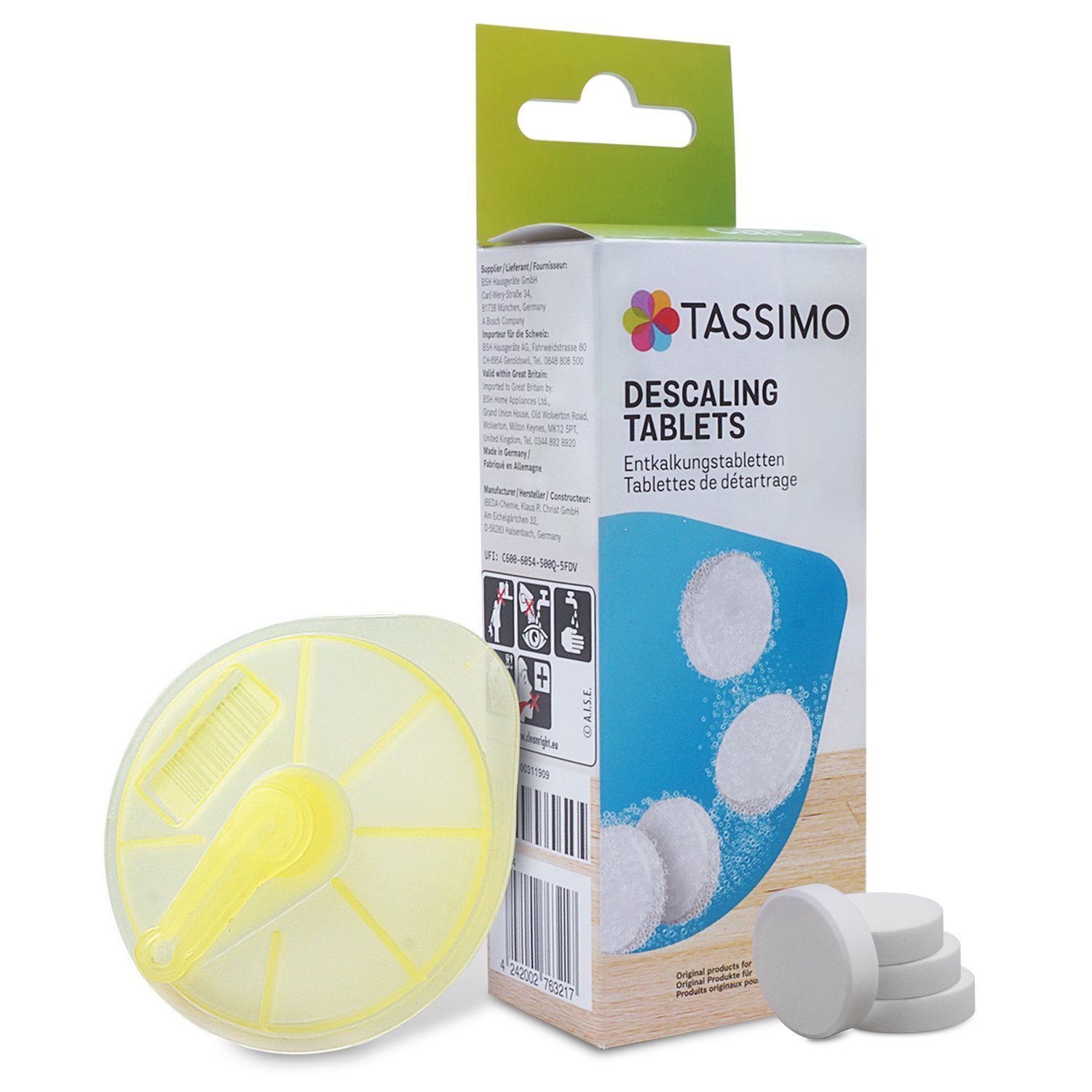 VIOKS Reinigungs-Set Reinigungsdisc + Entkalkungstabletten Ersatz für BOSCH 00576836, für Tassimo Kapselmaschine