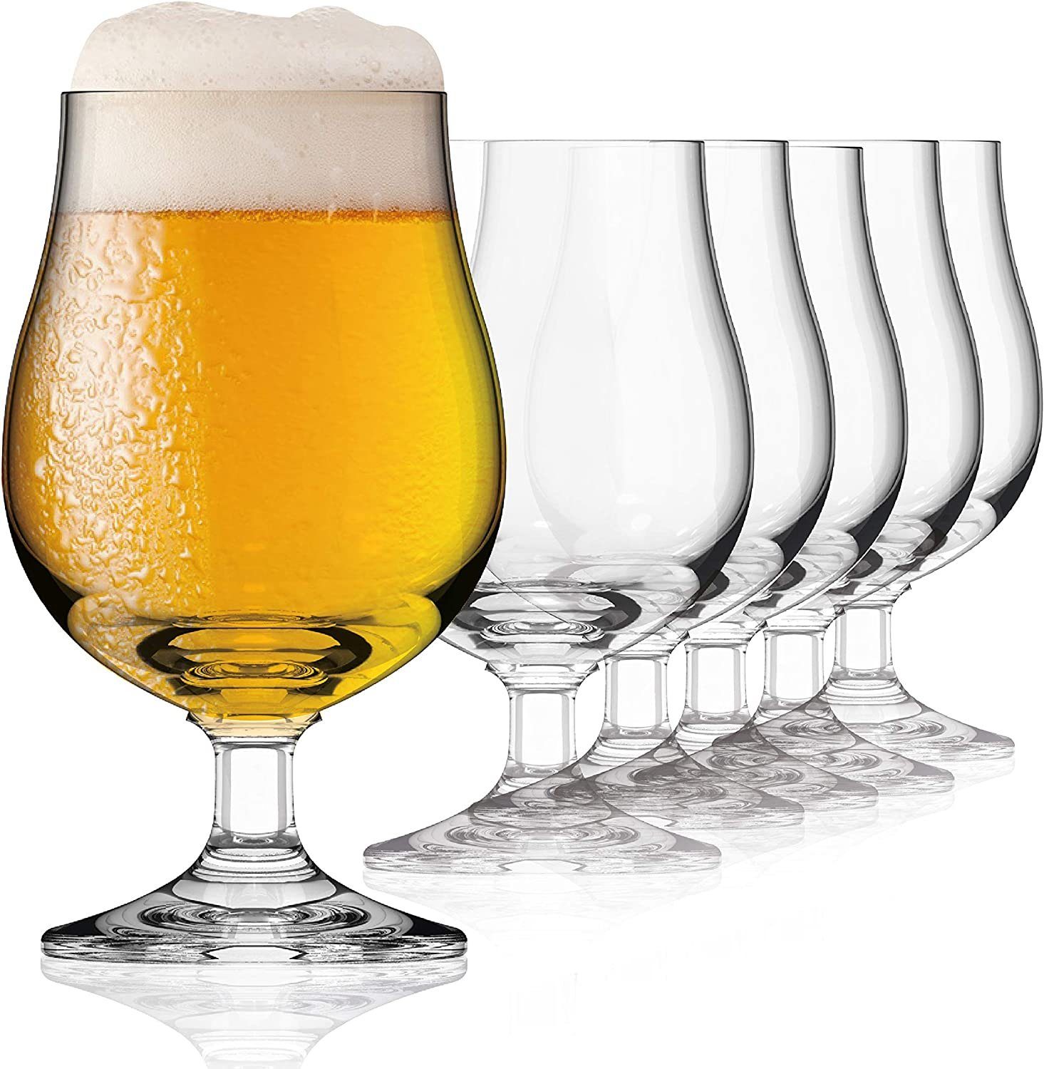 SAHM Bierglas Pokal Biergläser 0,3 Liter 6 Stück - Biertulpe, Edles Glas, 100% recycelbar
