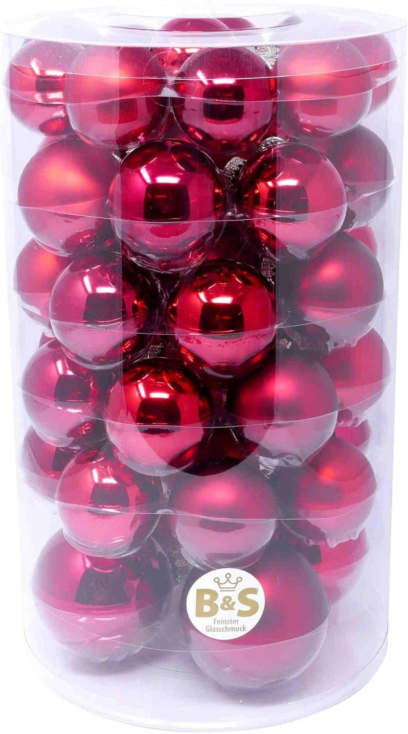 46 B&S Weihnachtsbaumkugel rot teilig Mix 3 - Weihnachtskugel-Set Größen Glas -