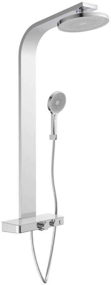 Schütte Duschsäule SAMOA RAIN, 3 Strahlart(en), in verschiedenen Ausführung  erhältlich, Regendusche mit Thermostat und Glasablage, Handbrause mit 3  Funktionen