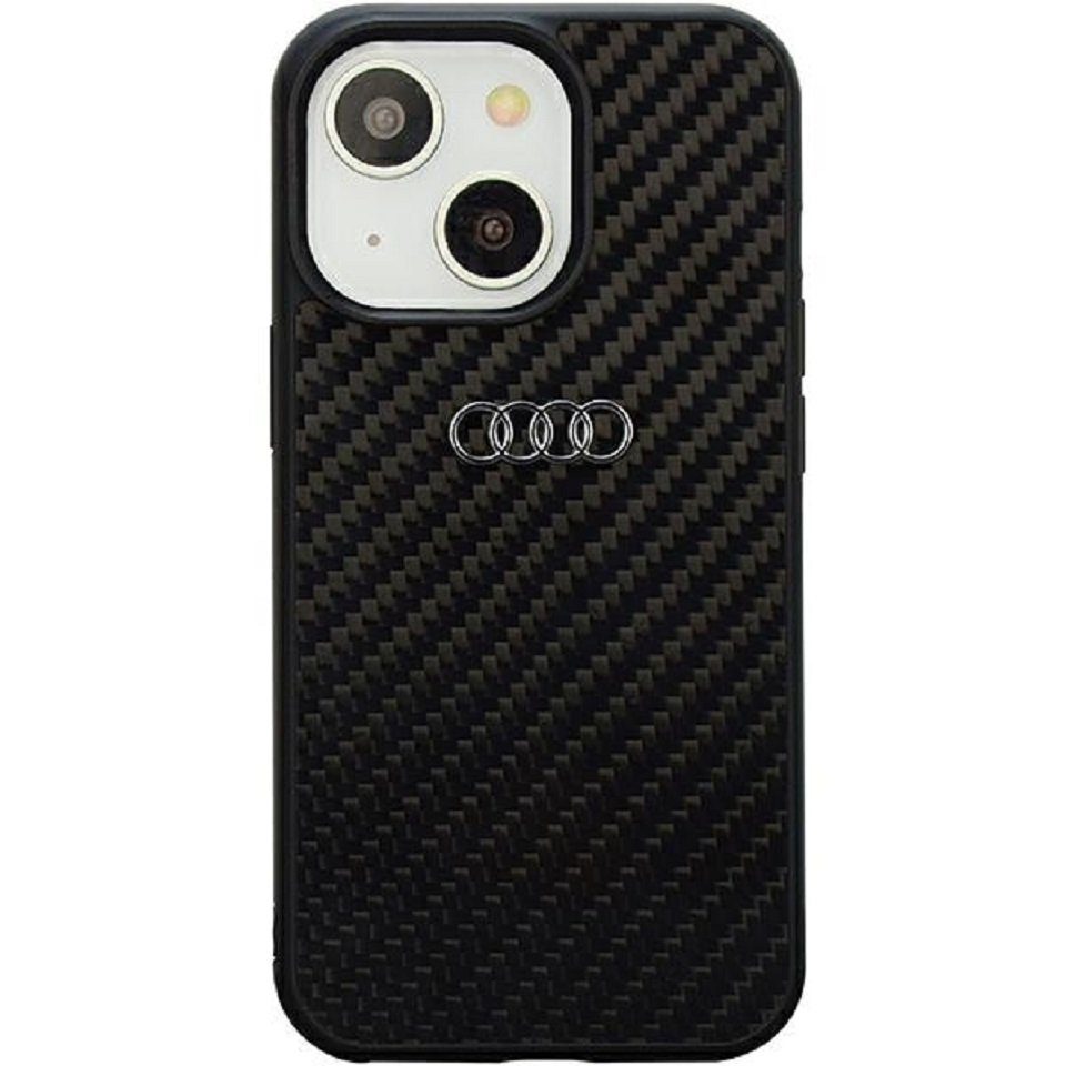 Audi Handyhülle Case iPhone 14 Carbon Optik schwarz silber 6,1 Zoll, Kantenschutz