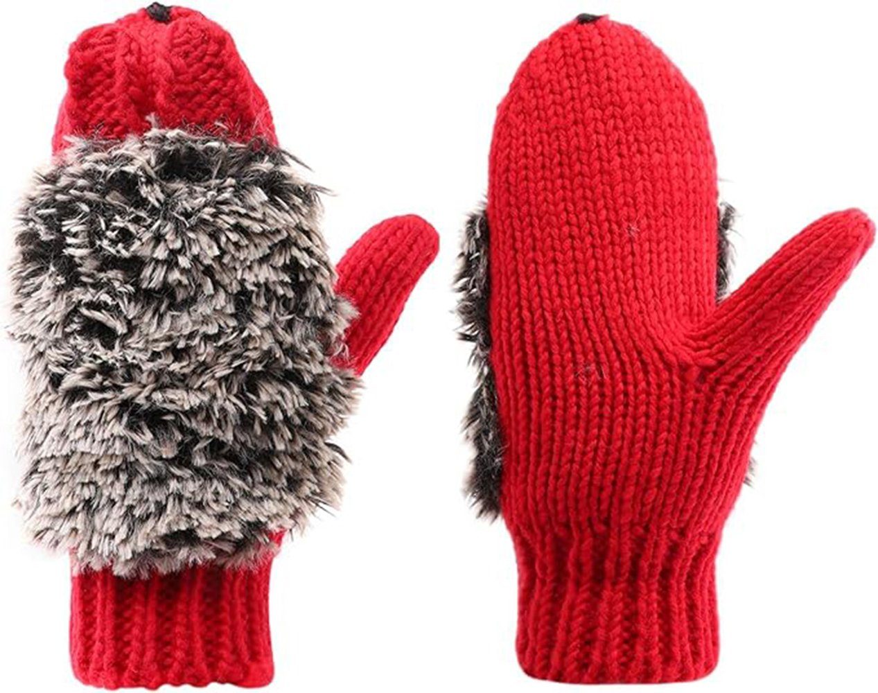 Rot Tier Igel CTGtree Handschuhe Winterhandschuhe Damen Cartoon Baumwollhandschuhe Fäustlinge