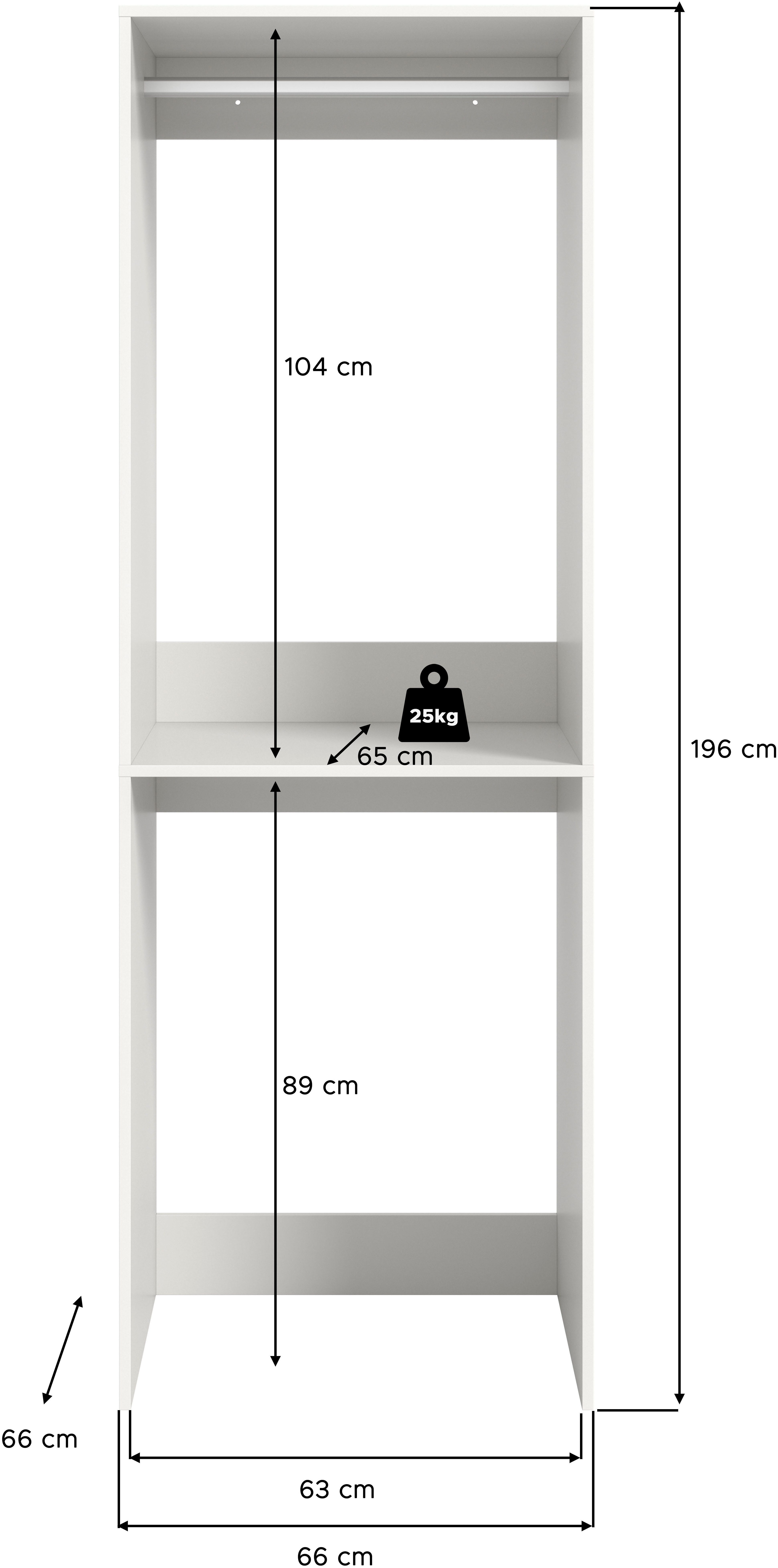 welltime Waschmaschinenumbauschrank FALAS, Höhe 195 cm, 1 Ablageboden, 1 Kleiderstange (1-St., in verschiedenen Farben erhältlich, für Waschmaschine & Trockner) – Bild 5 von 5
