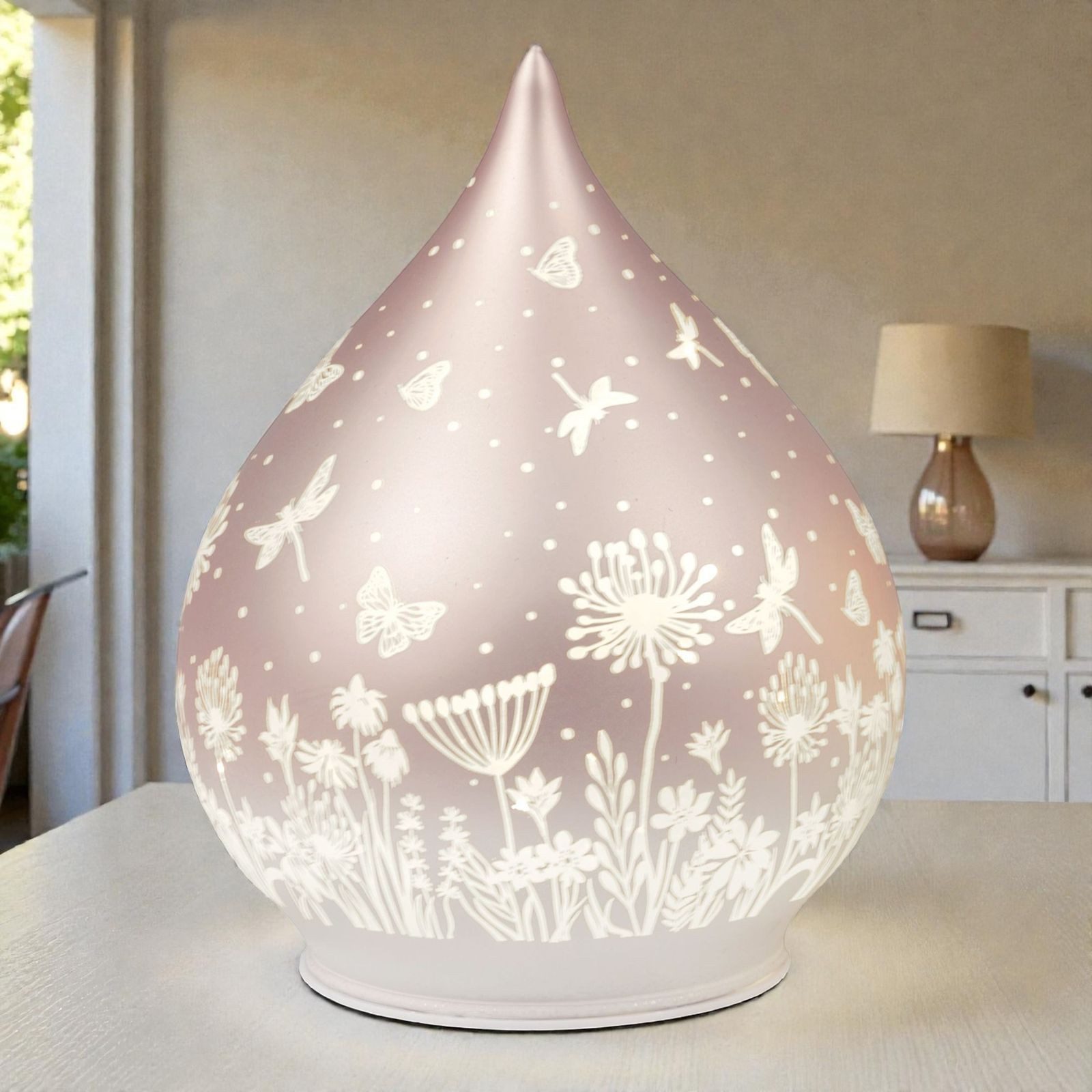 formano LED Dekolicht Deko Kugel Glas Peach Rosa 21cm matte Glasleuchte mit günstig online kaufen