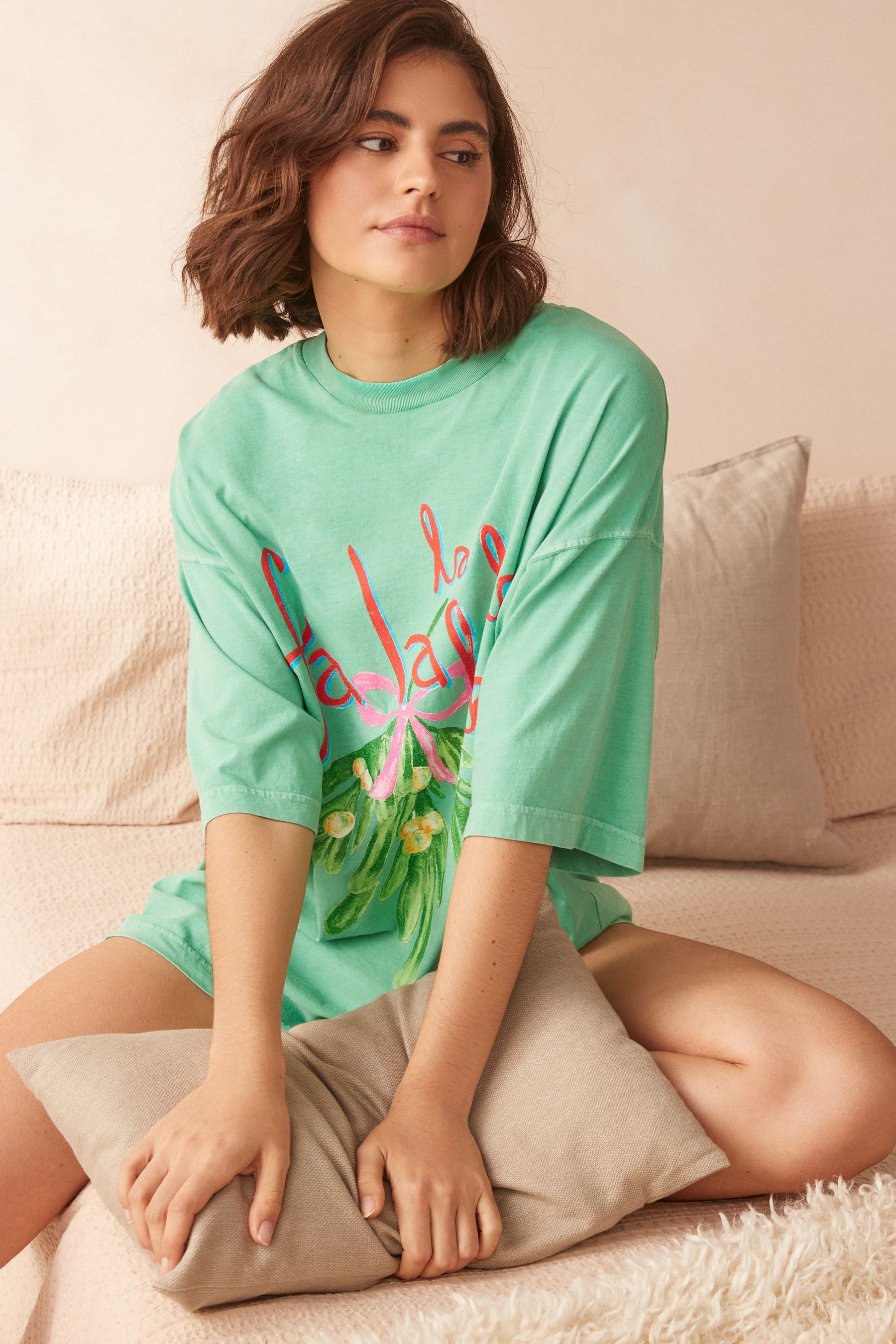 Next Print-Shirt Festliches T-Shirt mit Grafik, Fa La La (1-tlg)