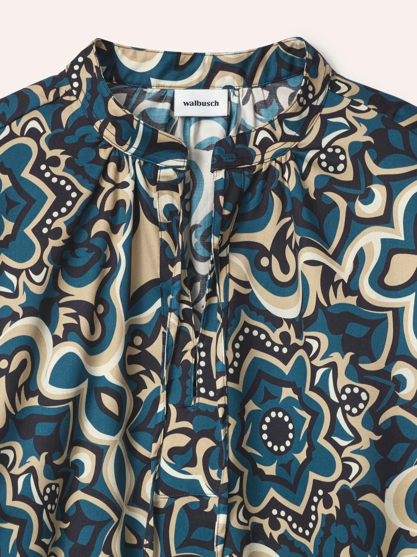 Walbusch Shirtbluse Damen Shirtbluse aus Baumwollsatin Stehkragen Langarm, pflegeleicht, atmungsaktiv – Bild 4 von 4