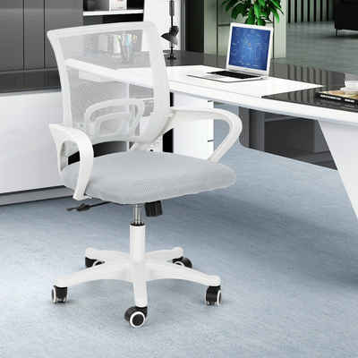 LETGOSPT Schreibtischstuhl Schreibtischstuhl Sitzfläche, Verchromten Fußkreuz, 5 Kunststoffrollen, Höhenverstellbar Ergonomischer Gepolsterte Chair, Wippfunktion 90°-135°