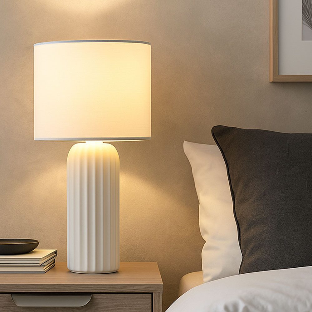 Reality Leuchten Tischleuchte, Leuchtmittel nicht inklusive, Tischleuchte Beistelllampe Nachttischlampe weiß Keramik E27