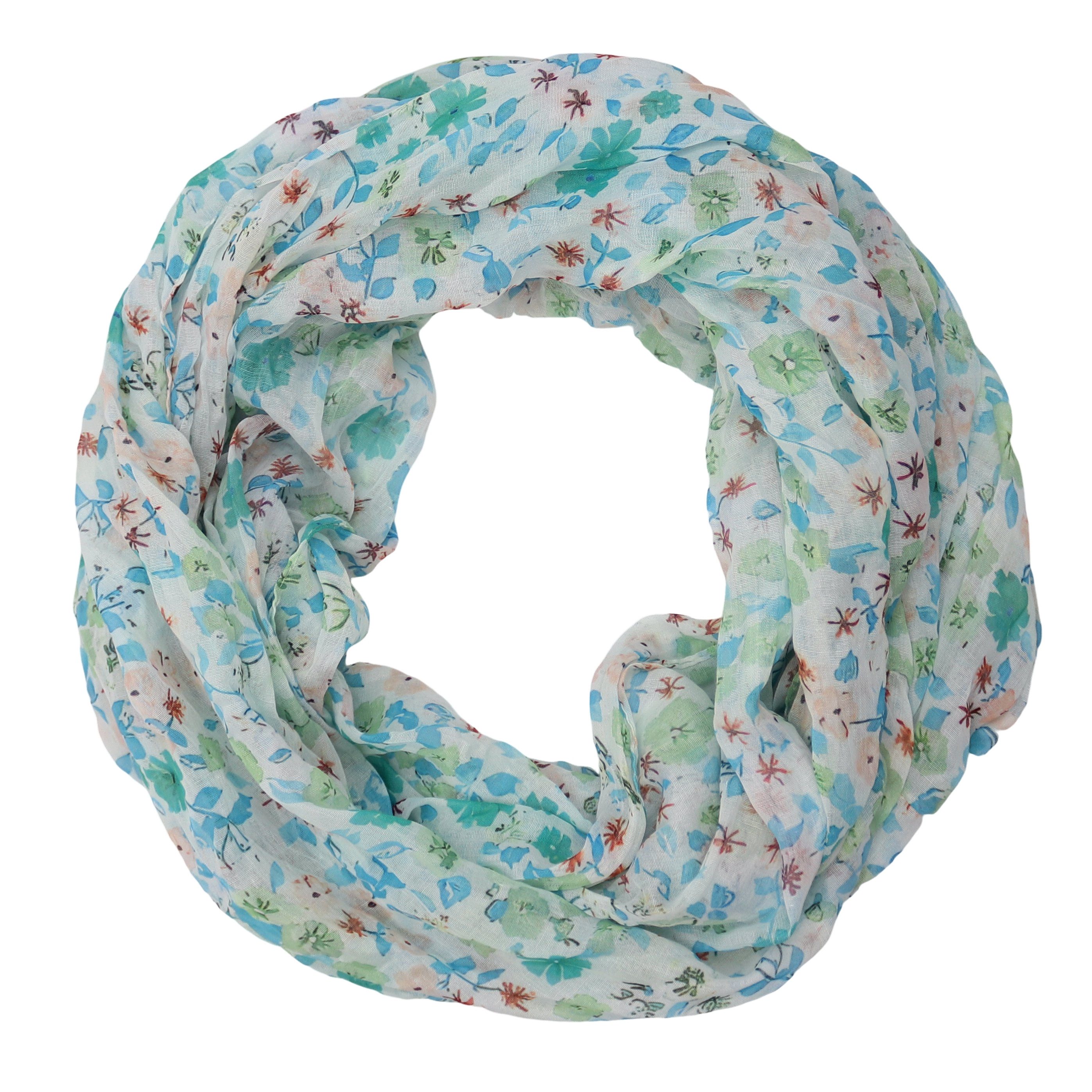 MIRROSI Loop Damen Schal mit Blümchen Muster, Weich, Schlauchschal, (ca.45x75cm, zweimal um den Hals wickelbar), Damen Halstuch ideal für Frühling, Sommer oder Herbst