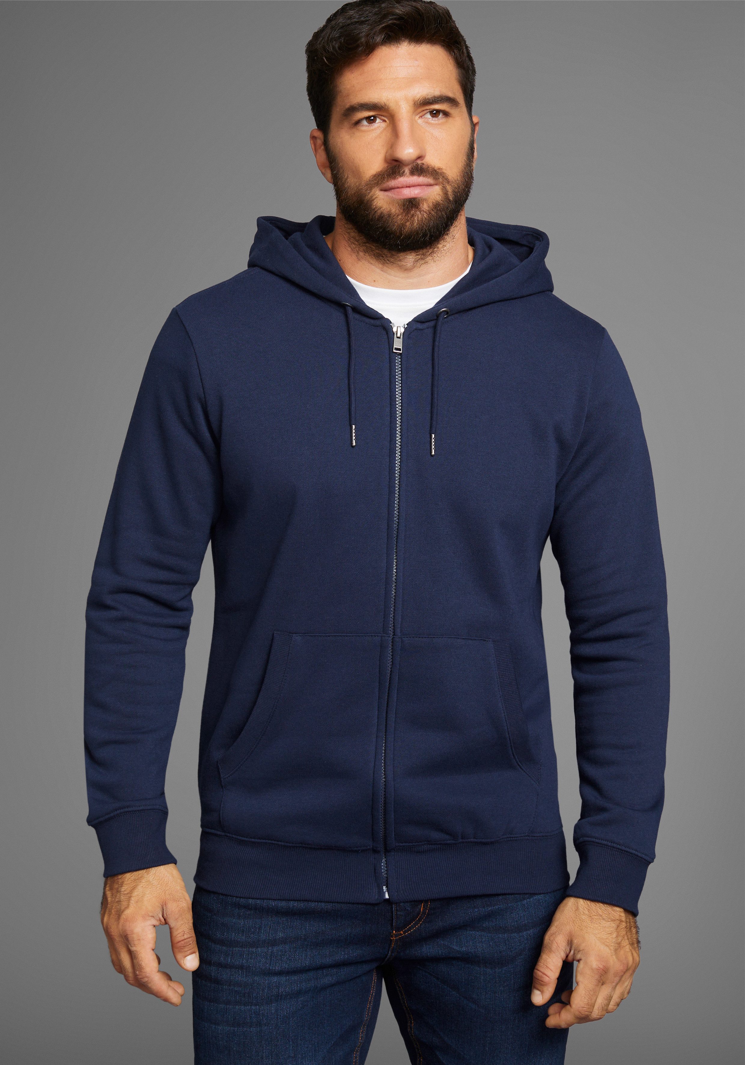 Man's World Kapuzensweatjacke mit Taschen günstig online kaufen