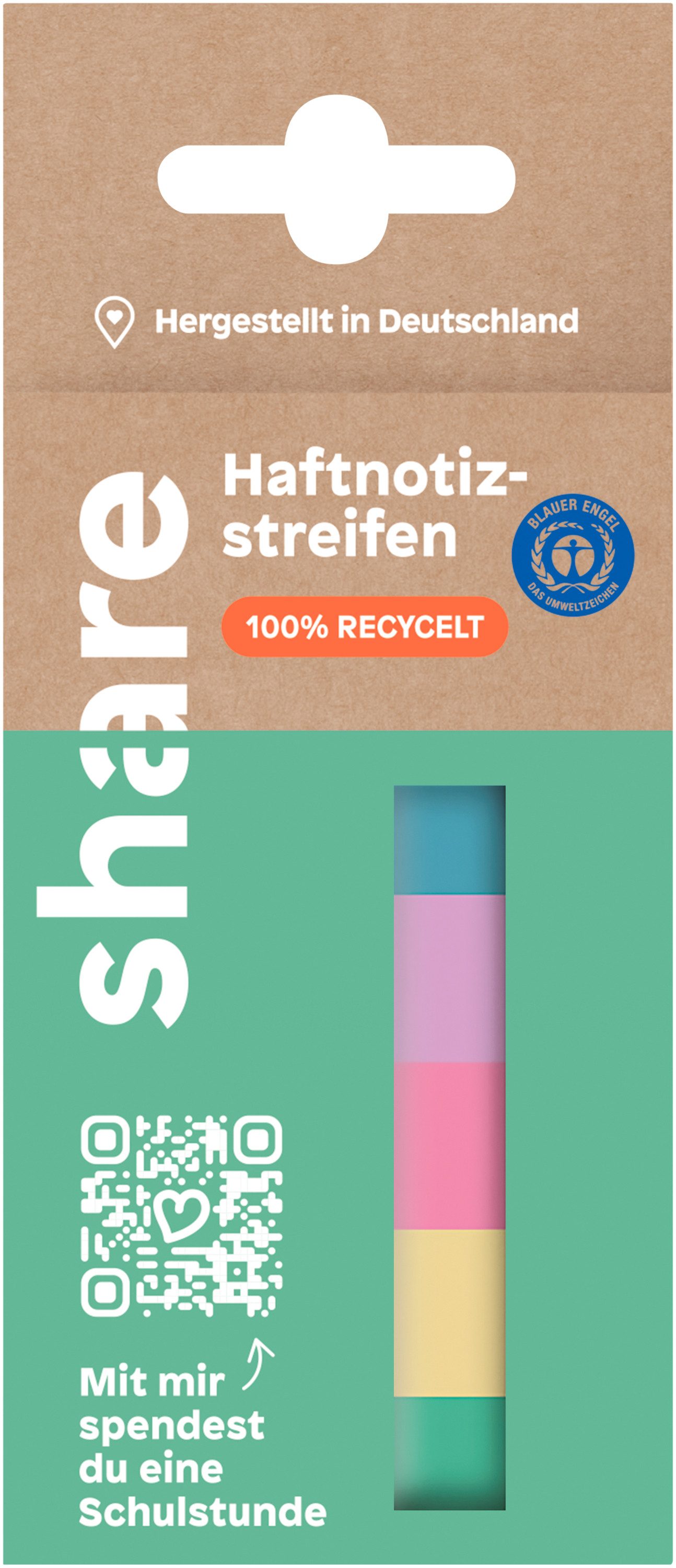 share Notizblock share Haftnotizstreifen, 5x40 Blatt