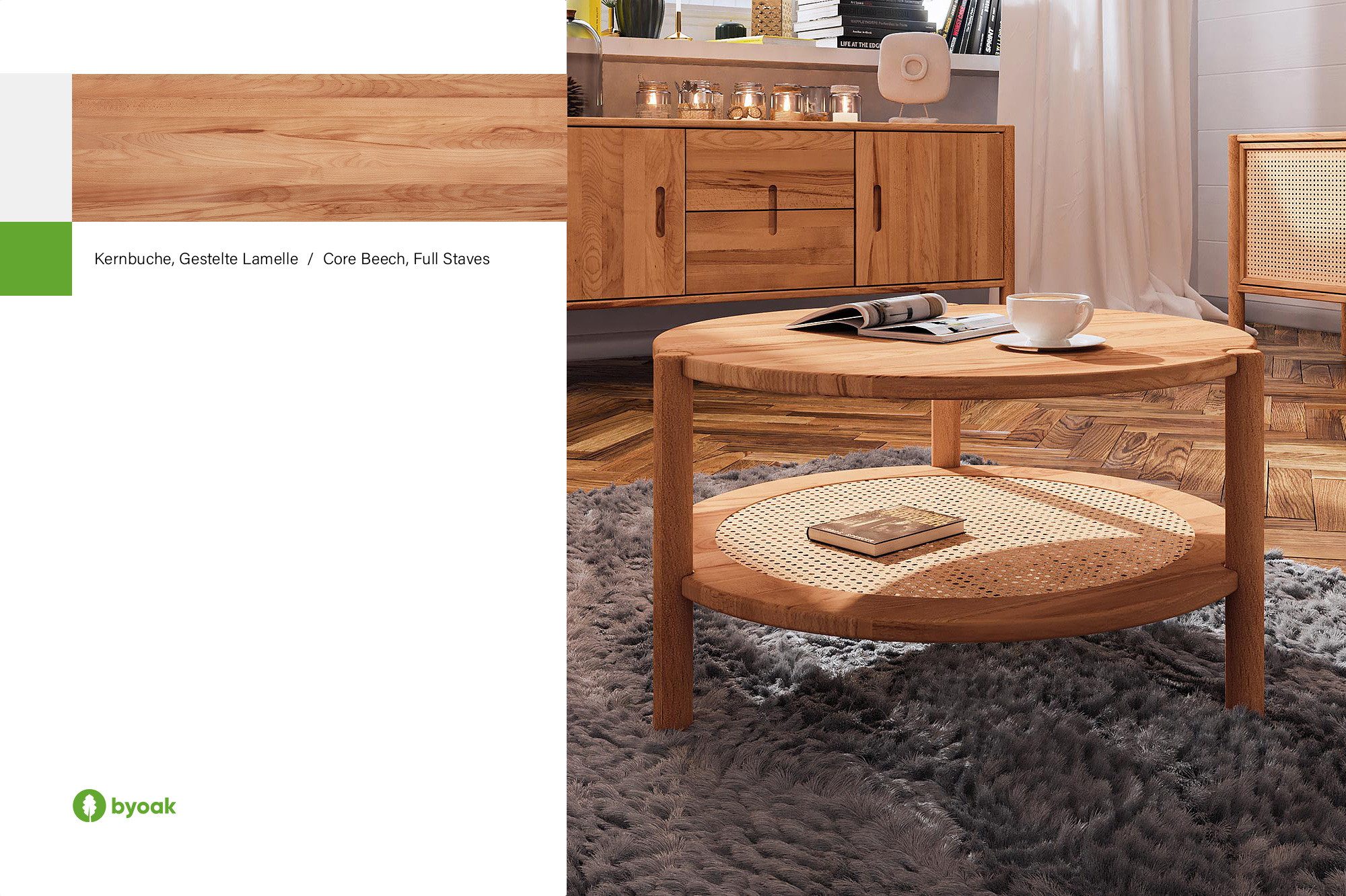 byoak Couchtisch POLA aus Massivholz, Naturgeölt