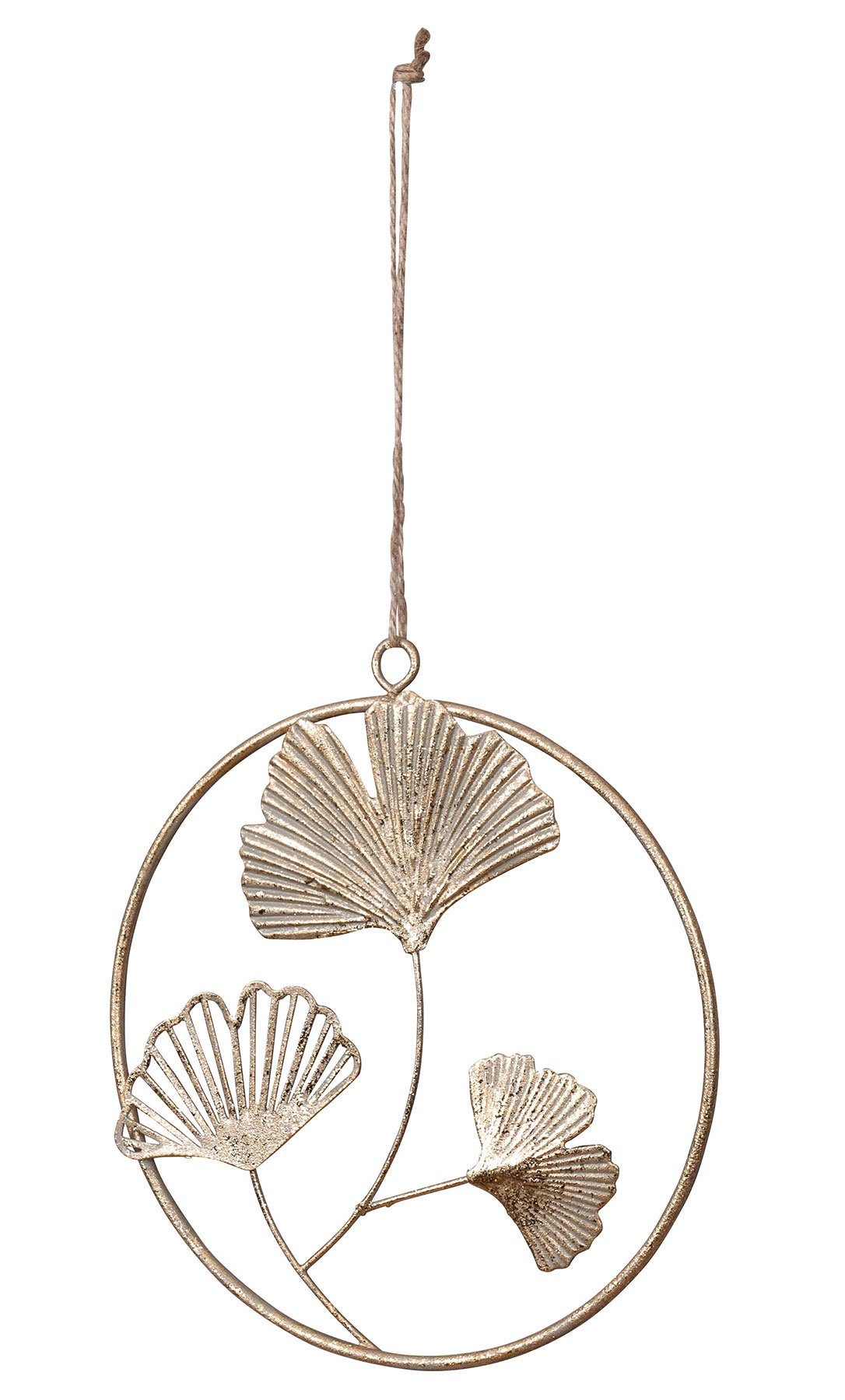Levandeo® Metallbild, Ginkgo Anhänger Ø16cm Gold Metall Wanddeko Wandhänger Аксессуары для дома