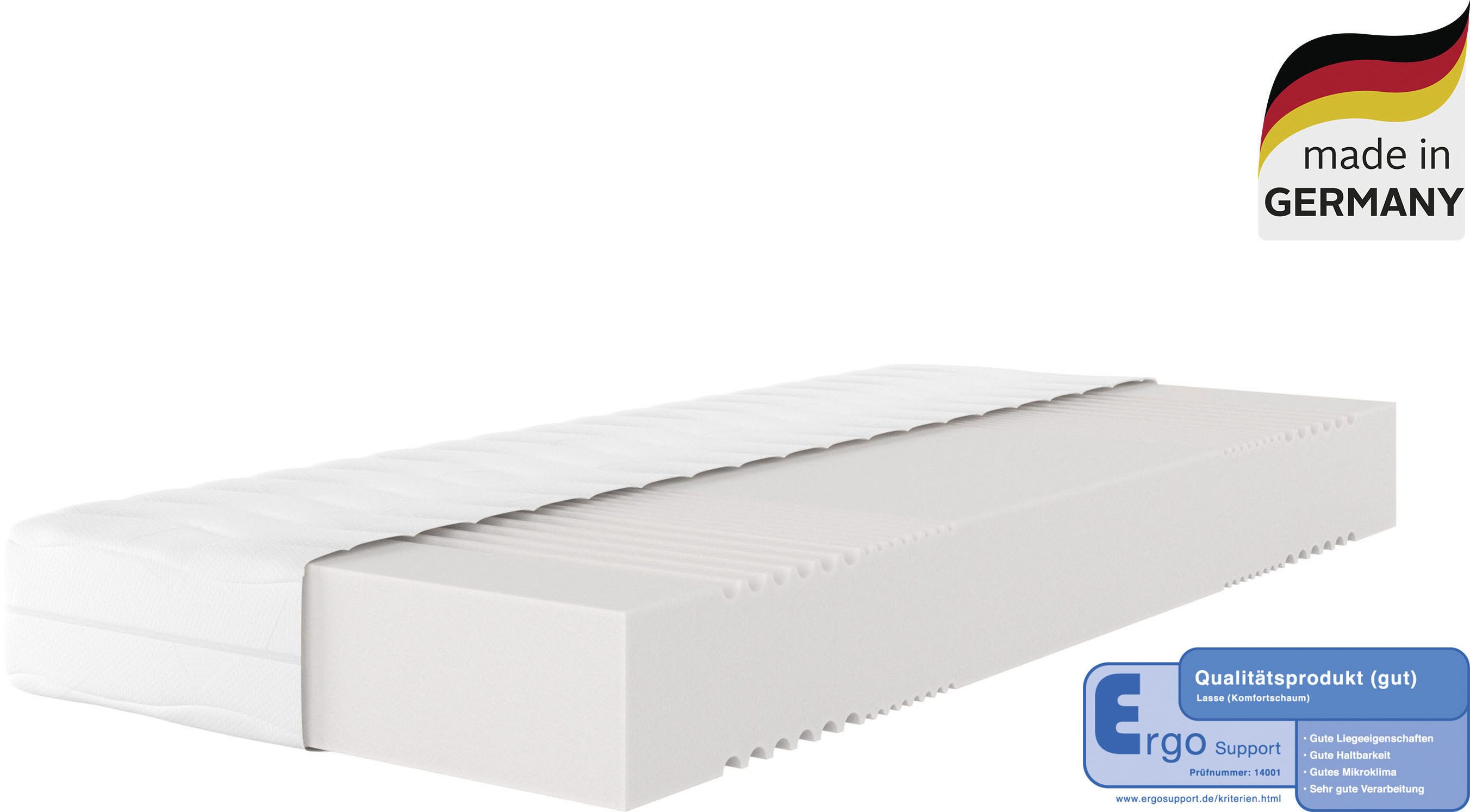 Komfortschaummatratze Lasse, in 22 cm und 28 cm Höhe, Matratze 90x200 cm, 140x200 cm, Älgdröm, in H2-H4, 90x200 cm (H4, 22cm) Stiftung Warentest "GUT (2,3)" getestet