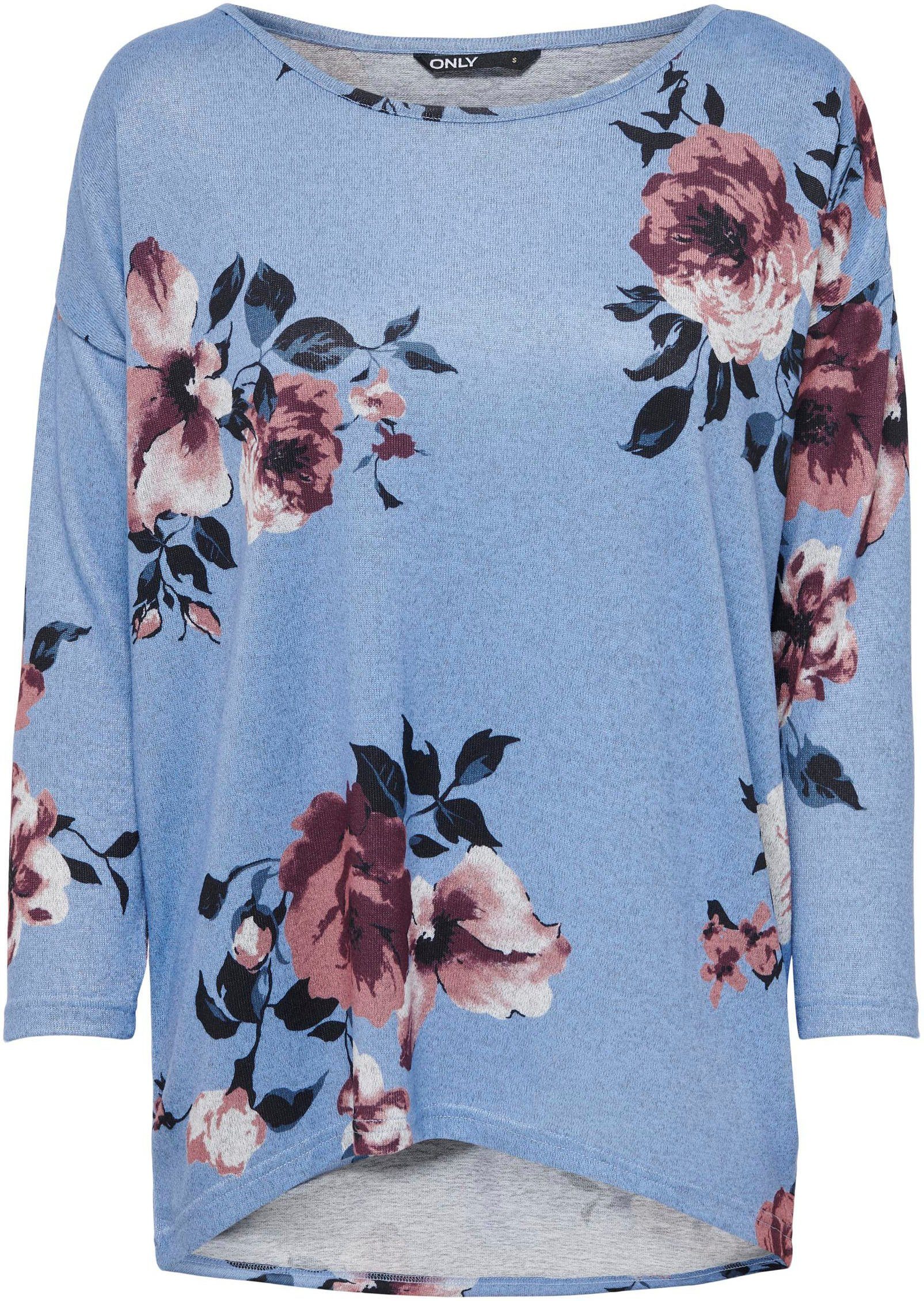 ONLY 3/4-Arm-Shirt TOP Blue AOP:KALLY BIG 4/5 AOP Cashmere ONLELCOS JRS FLOWER