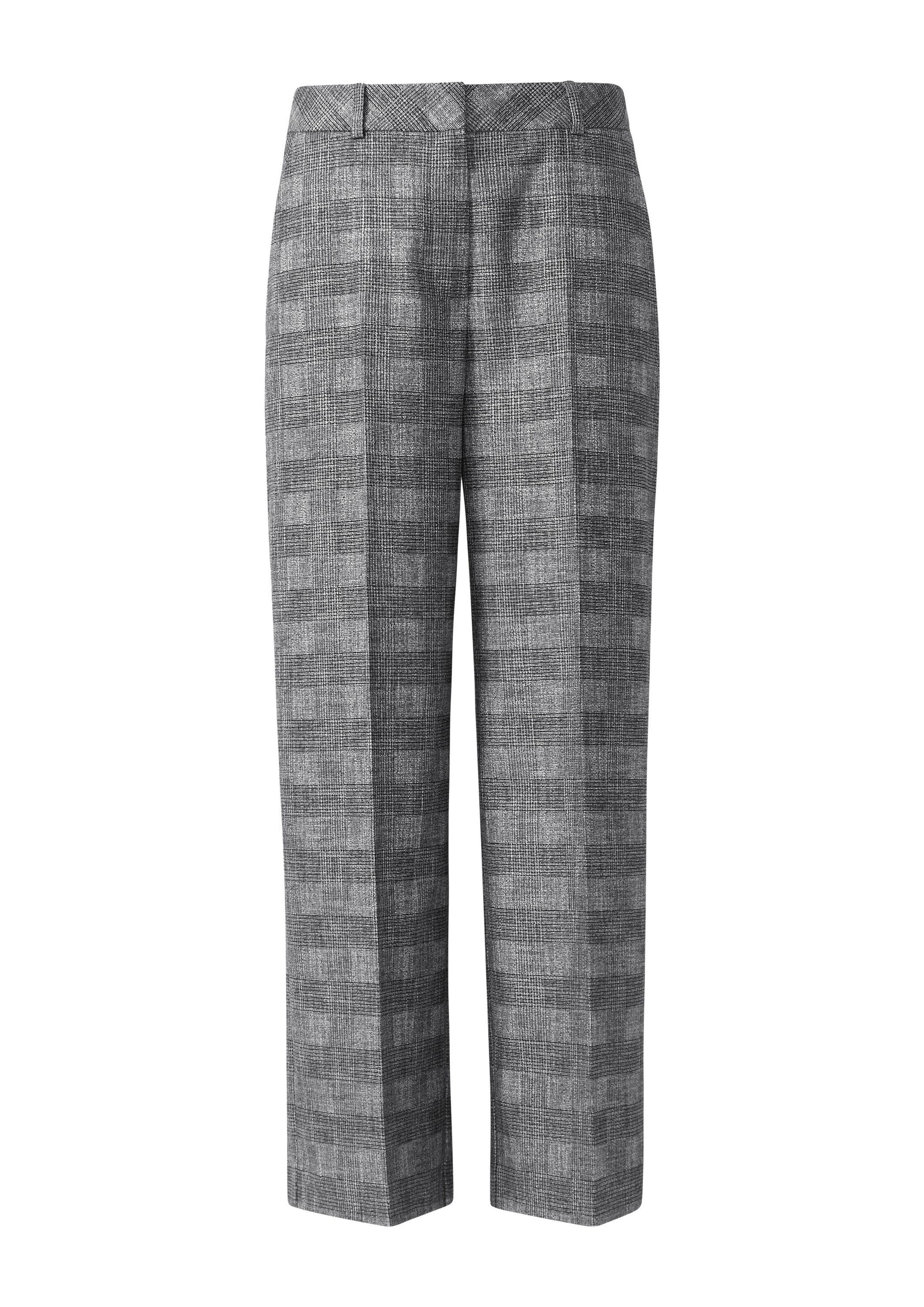 comma Chinos Hose Ankle-Hose mit Wide Leg und Karomuster