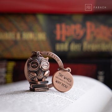 FABACH Schlüsselanhänger Eule Büchereule mit Gravur - Geschenk für Buchliebhaber Vielleser