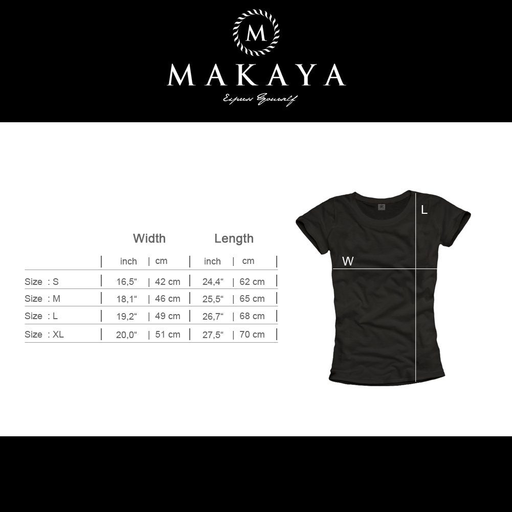 Bekleidung Biker MAKAYA Motiv Print-Shirt Kurzarm Motorrad Damen Frauen Top Schwarz