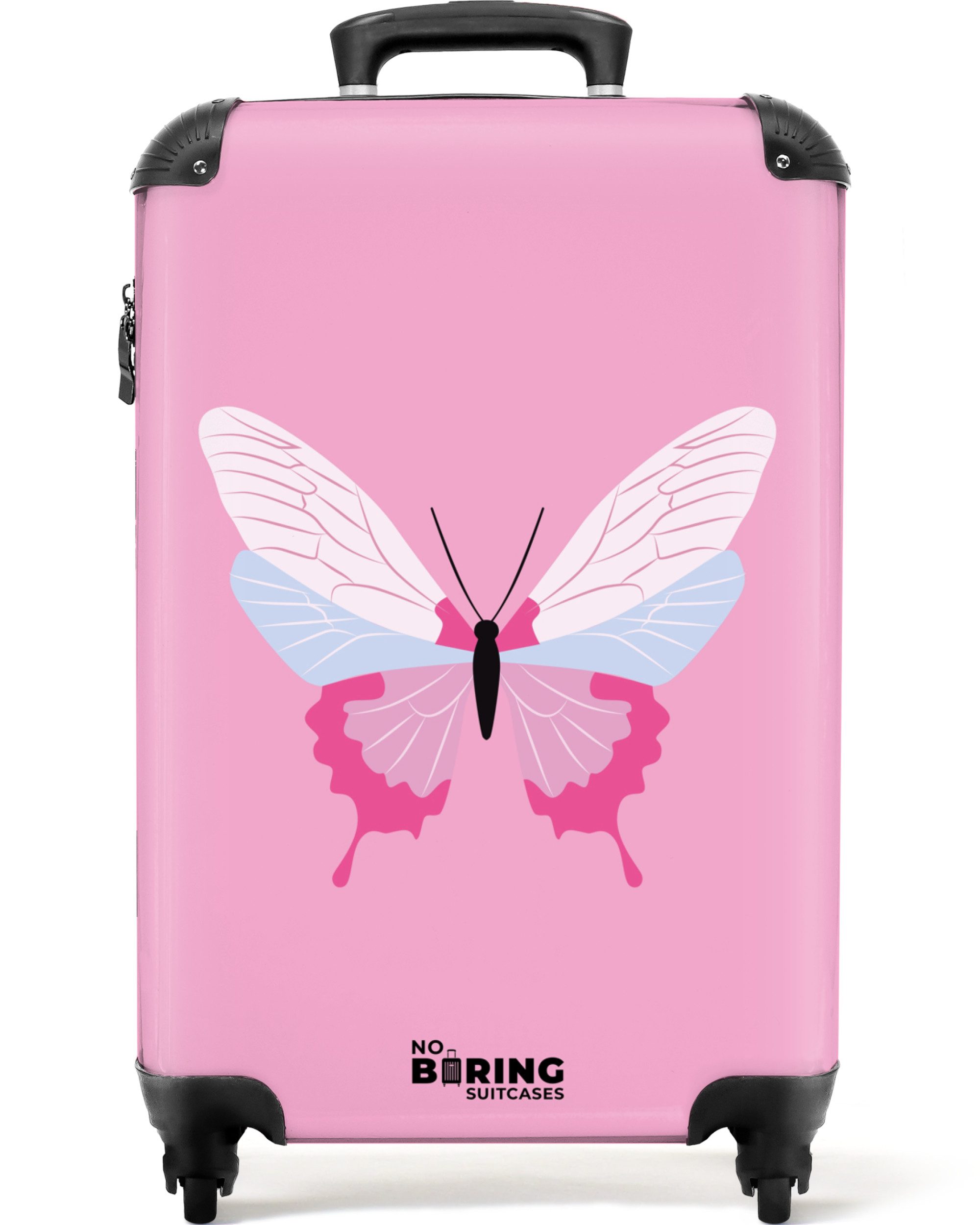 NoBoringSuitcases.com© Hartschalen-Trolley Rosa mit Schmetterling 55x35x20c günstig online kaufen