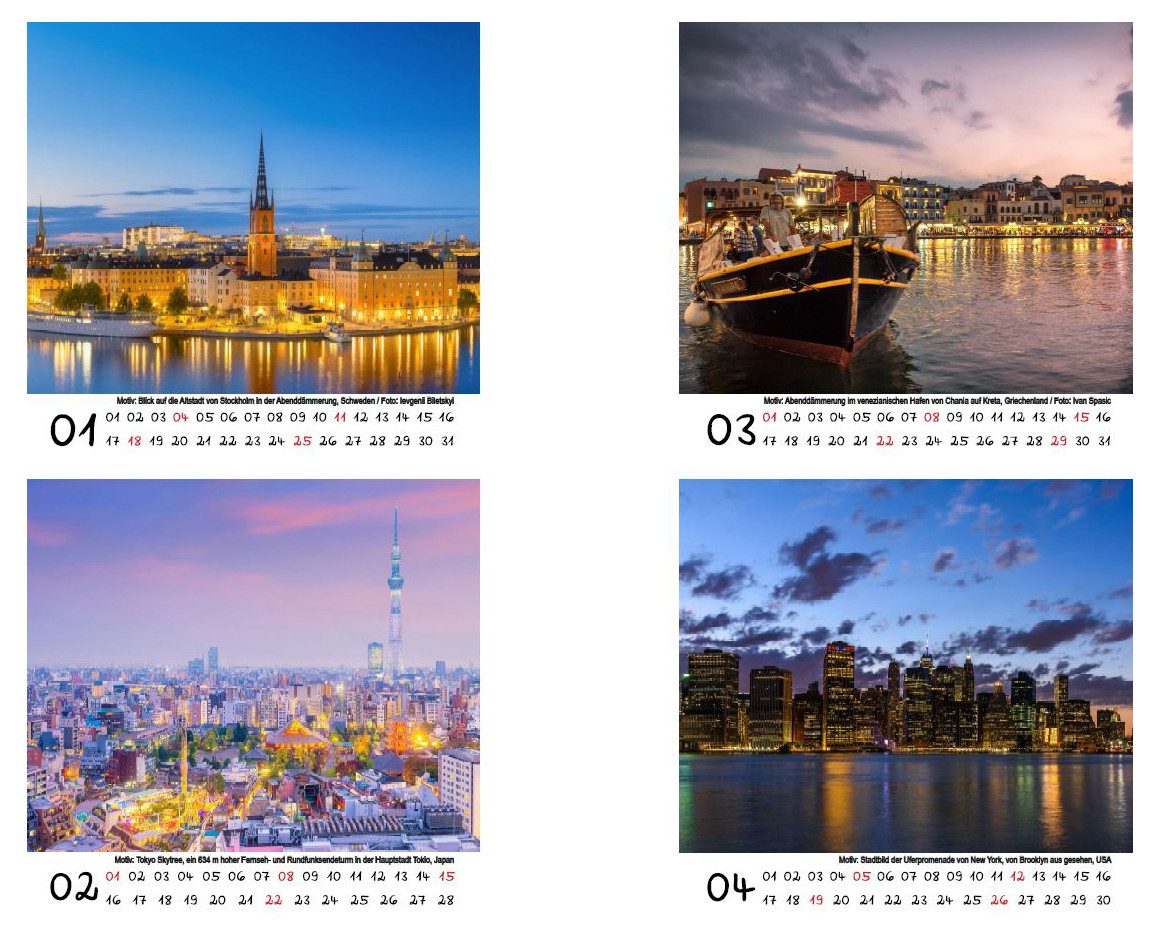Seelenzauber Tischkalender Städtezauber City Lights Tischkalender 10cm x 10cm für 2026 Städte