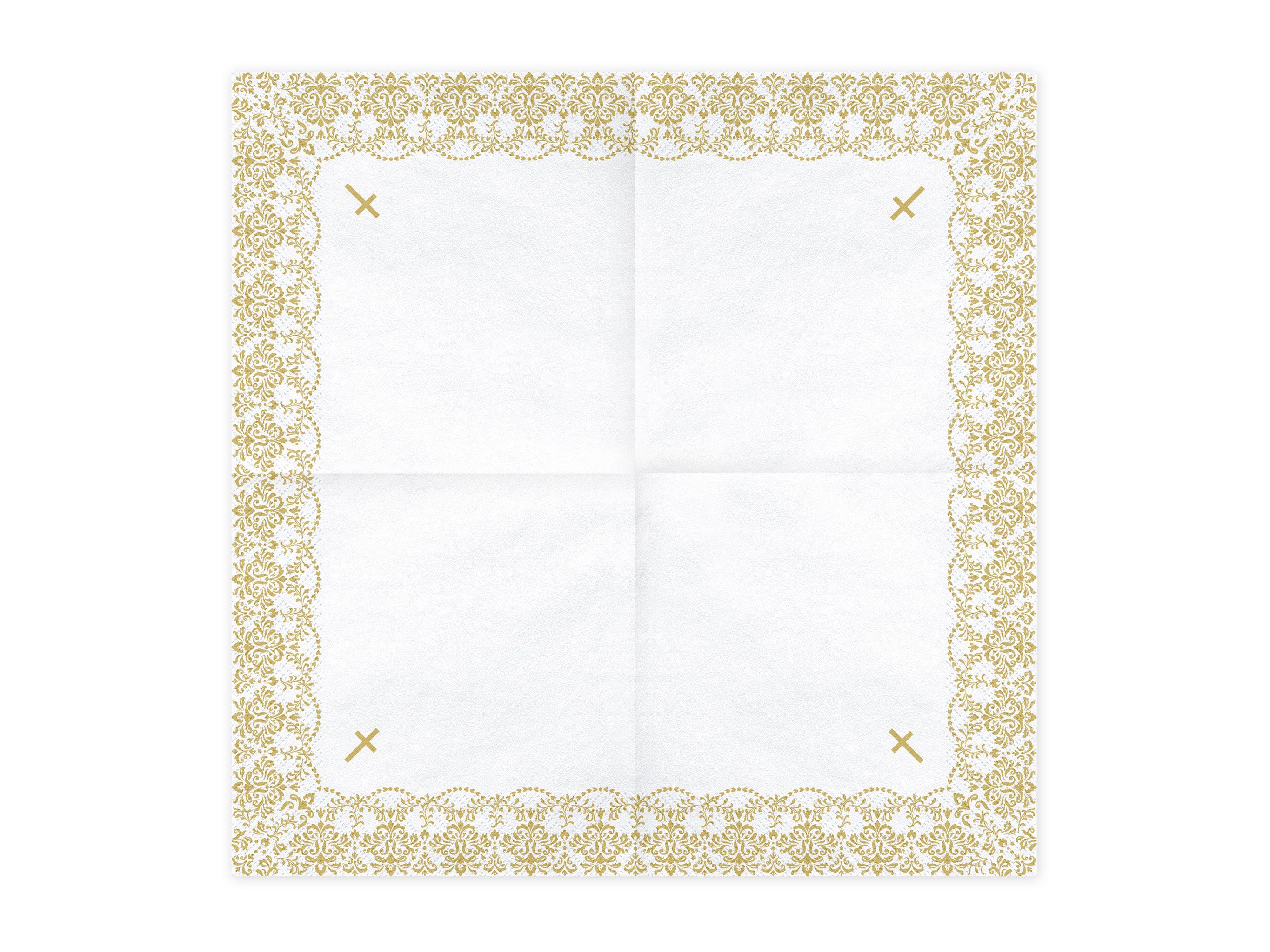 partydeco Papierserviette, Servietten Papier 33x33cm mit Ornamente Motiv 20 Stück Weiß / Gold