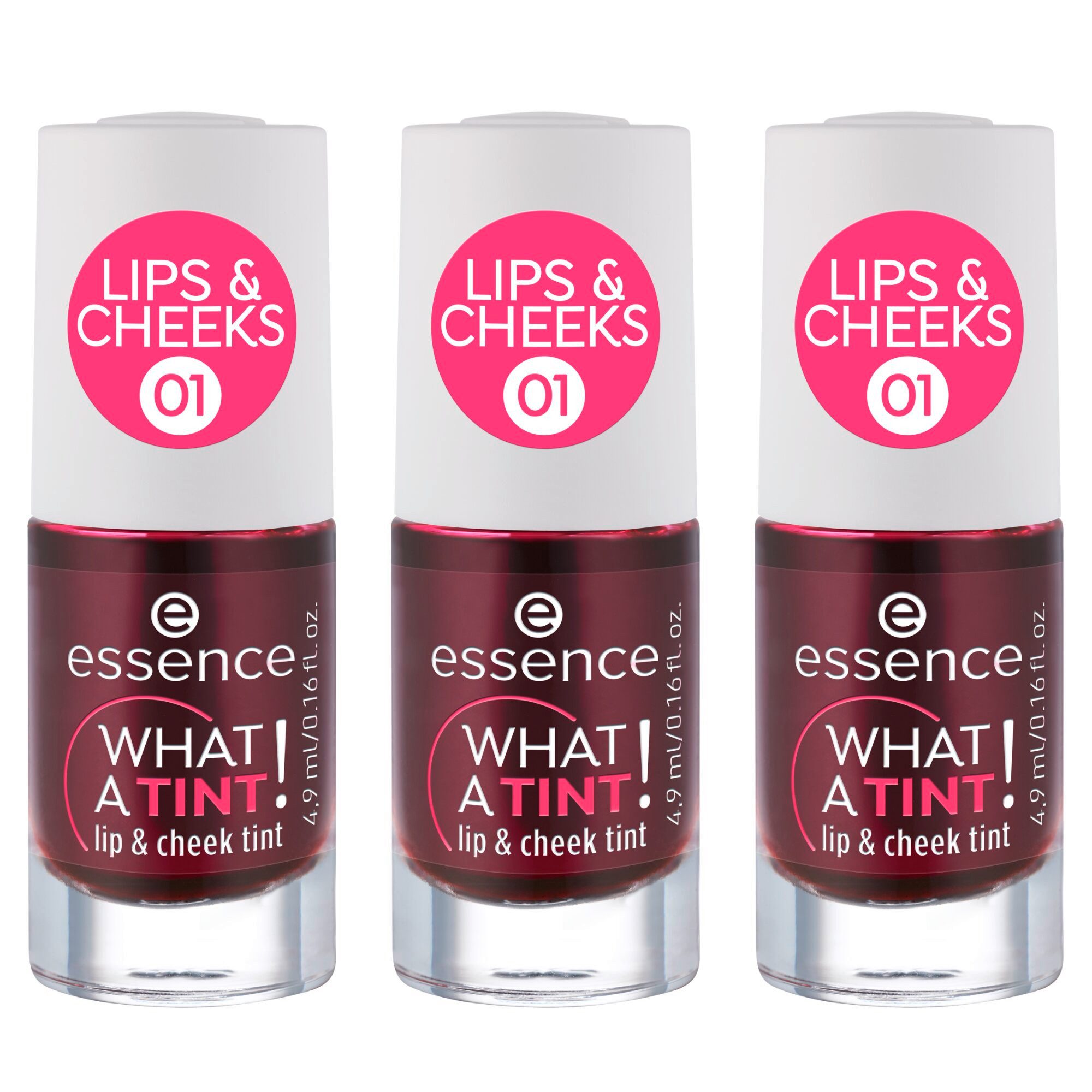 Essence Rouge WHAT A TINT! lip & cheek tint, 3-tlg., mit wasserartiger Textur
