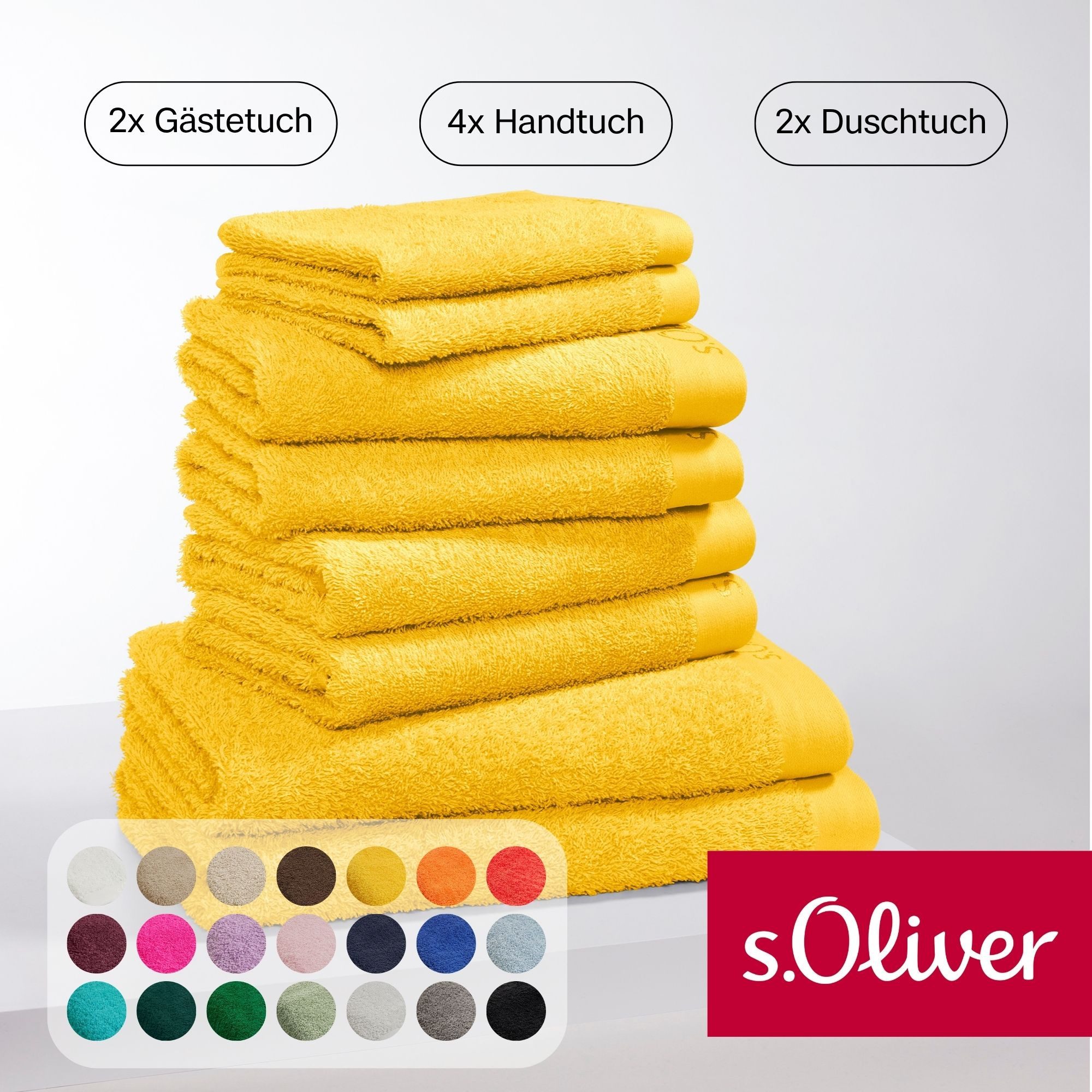 s.Oliver Handtuch Set s.Oliver, Premium Qualität, 600 gr/m², Walkfrottier (Set, 8-St), 2 Gästetücher 30x50, 4 Handtücher 50x100, 2 Duschtücher 70x140