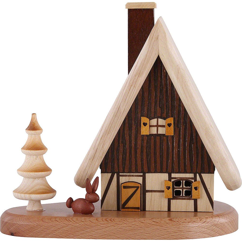Zeidler Holzkunst Räuchermännchen Rauchhaus auf Sockel, natur (16x15,5x10cm) von Zeidler Holzkunst