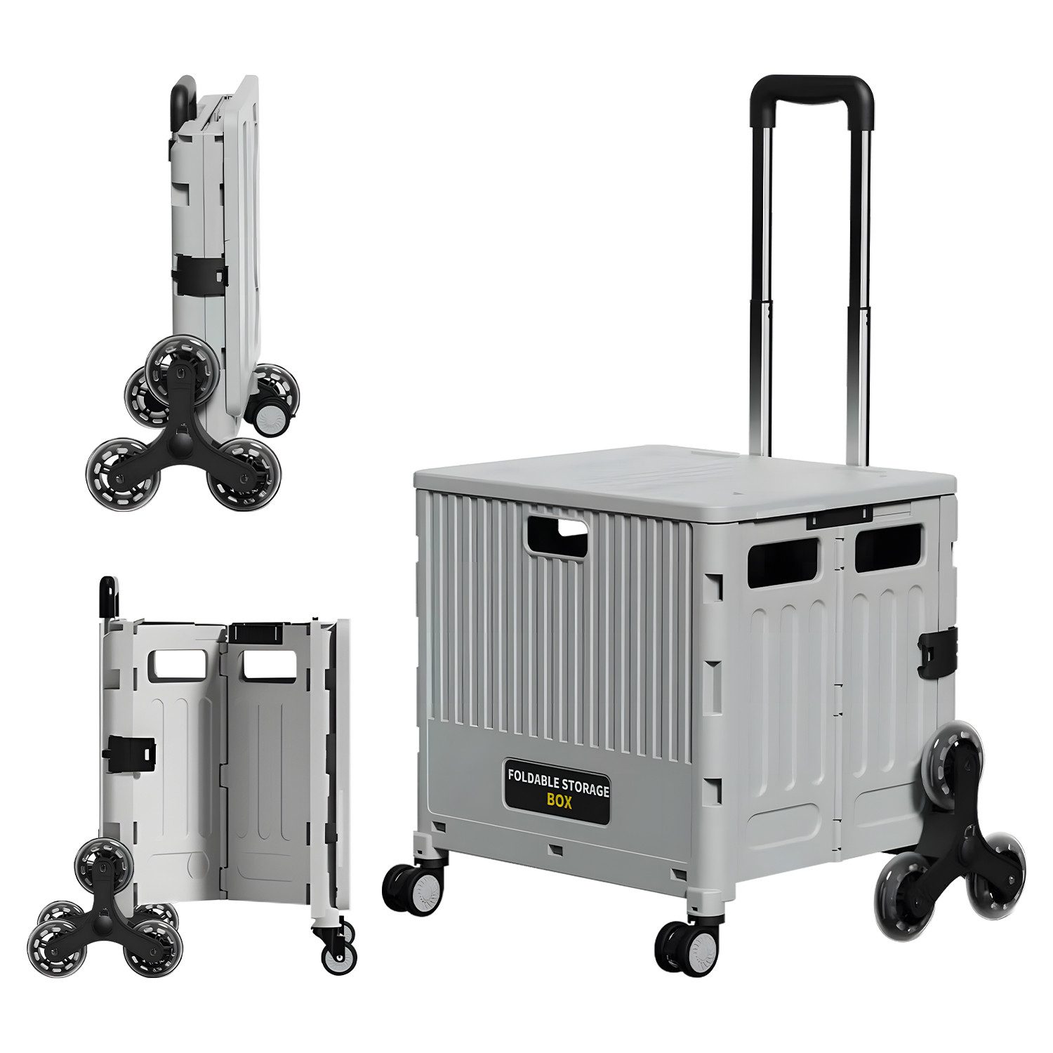 FOXSPORT Einkaufstrolley klappbar, Einkaufswagen mit Treppensteigfunktion, 39 l, Handwagen mit Deckel, Tragkraft 45 kg, 8-Rad leichte Transportwagen