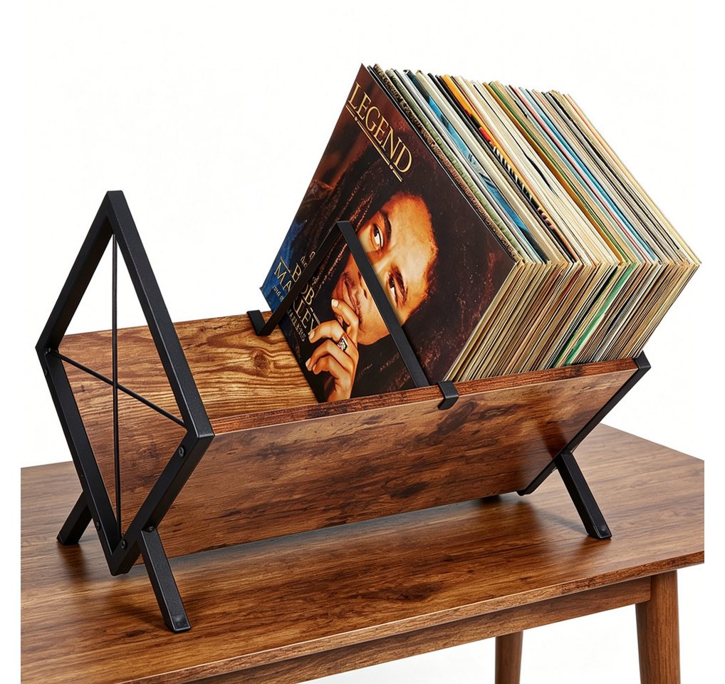 BlingBin Plattenständer Schallplatten Aufbewahrung, 80 LPs Schallplattenständer, Vinyl Regal, 1er Set, 1 tlg., 40 x 22 x 30 cm
