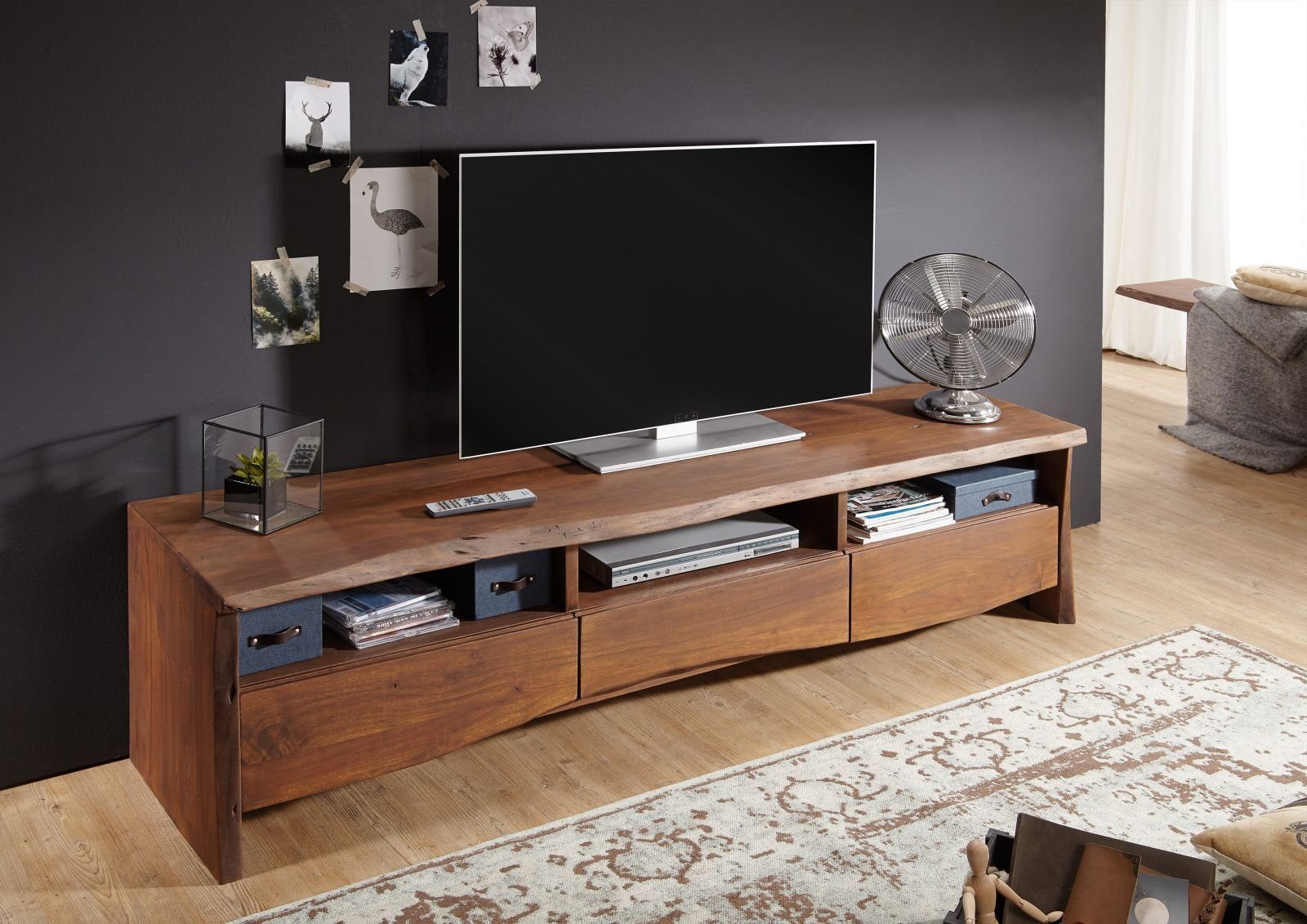Massivmoebel24 TV-Board (TV-Board Akazie 191x45x50 braun günstig online kaufen