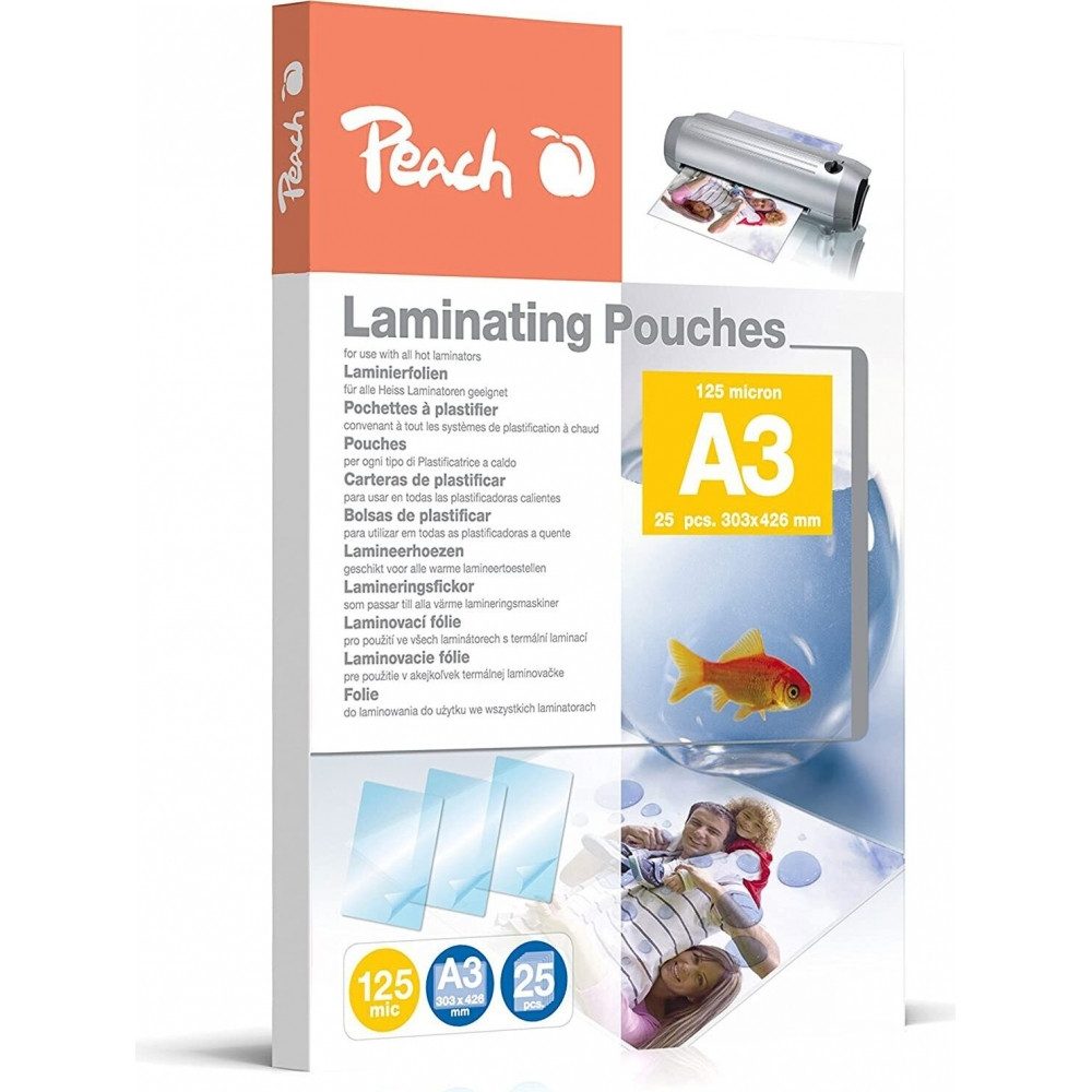 Peach Peach PPR525-01 Laminierfolien A3 glänzend (25Stk) Elektro-Kabel, Glänzende Laminierfolien A3, 125 Mikrometer dick