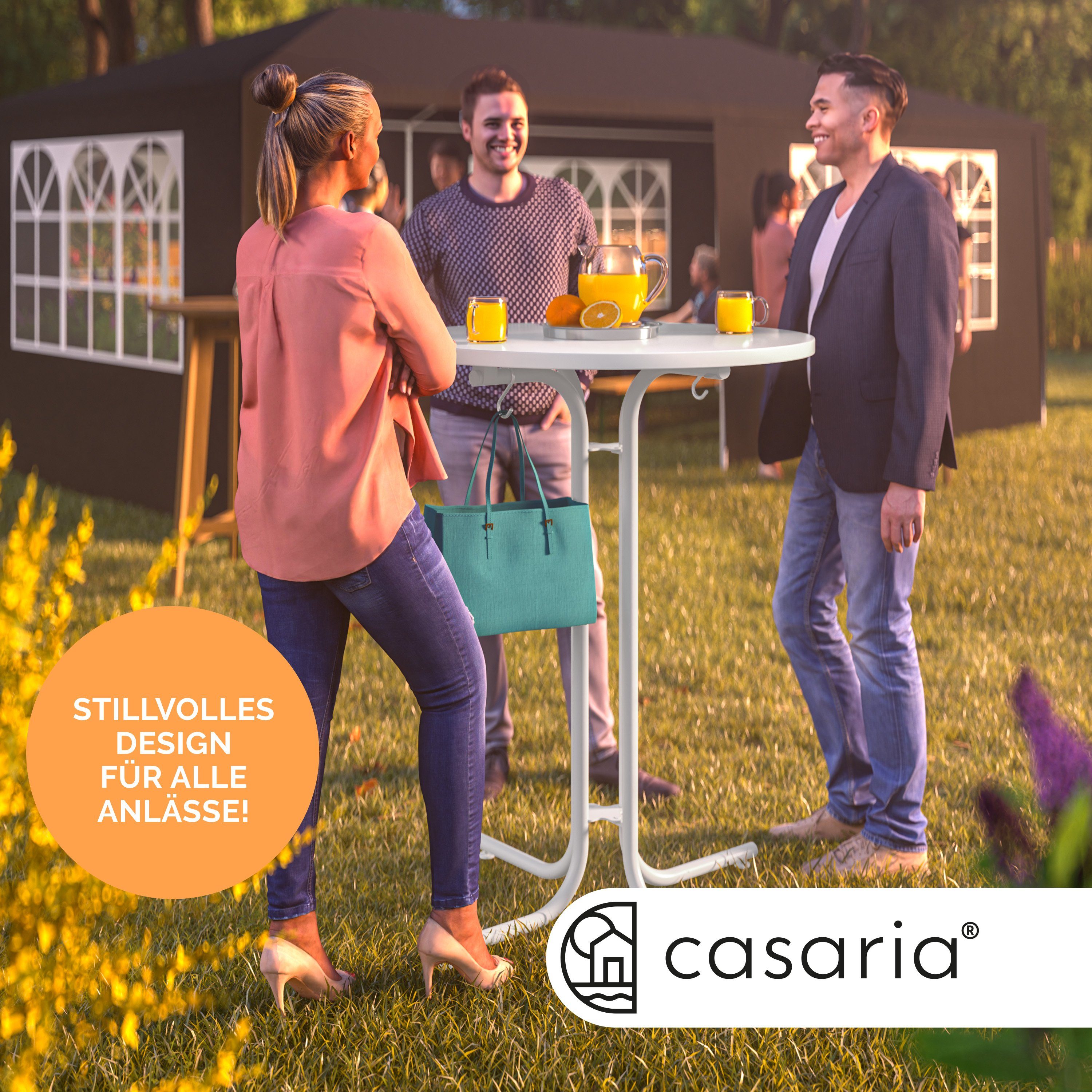 Casaria Stehtisch, Ø80x110 cm klappbar rund Garten Holz Metall Hochtisch Pa günstig online kaufen