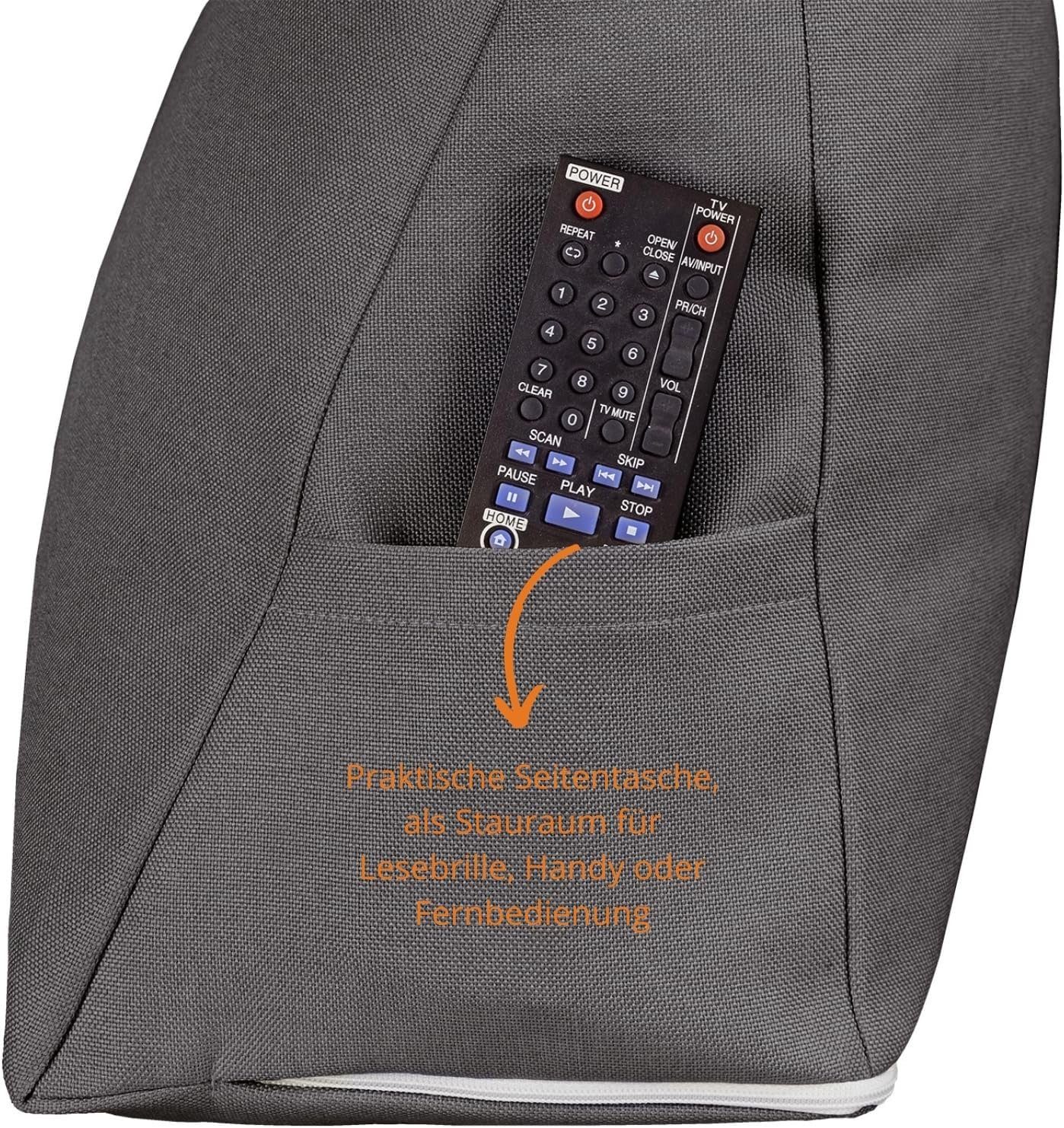 sleepling Keilkissen, Seitentasche, Multifunktional, perfekt zum Lesen und Fernsehen